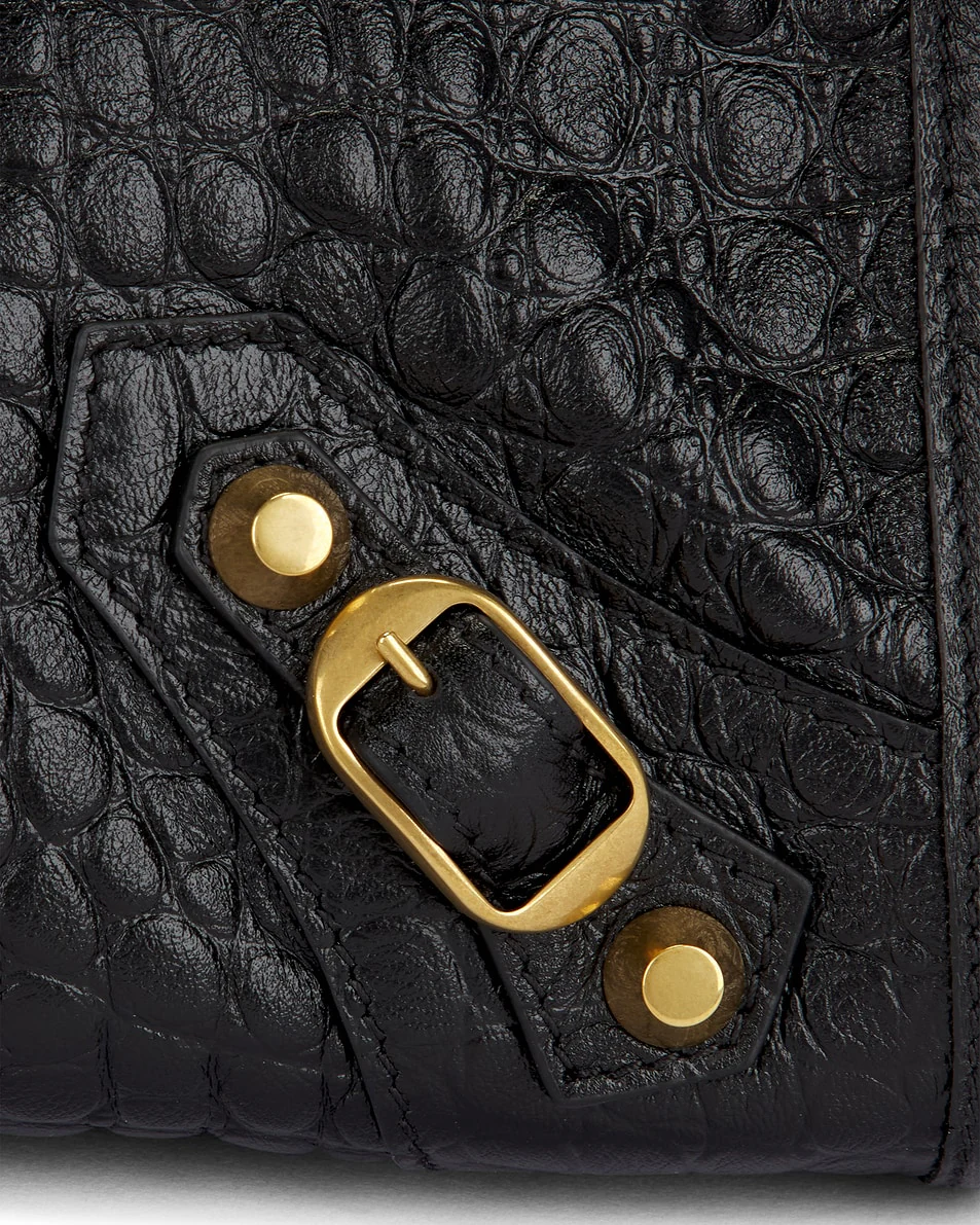 Balenciaga - Le City Medium Croc Embossed Bag in Black - Image 8