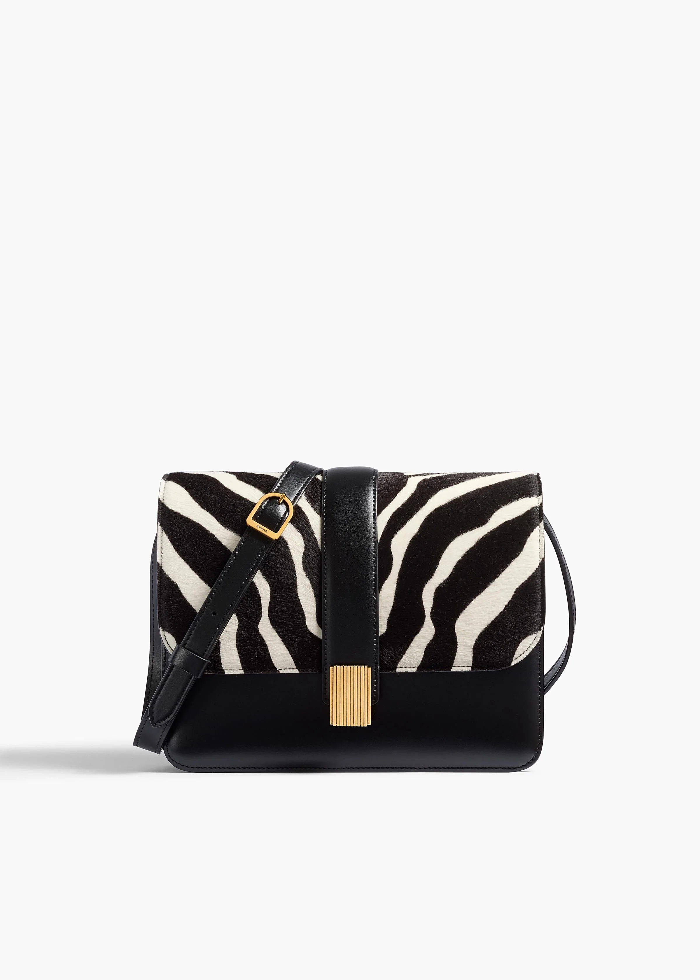 Khaite - Blake Crossbody Bag in Zebra Print Haircalf and Black Leather
