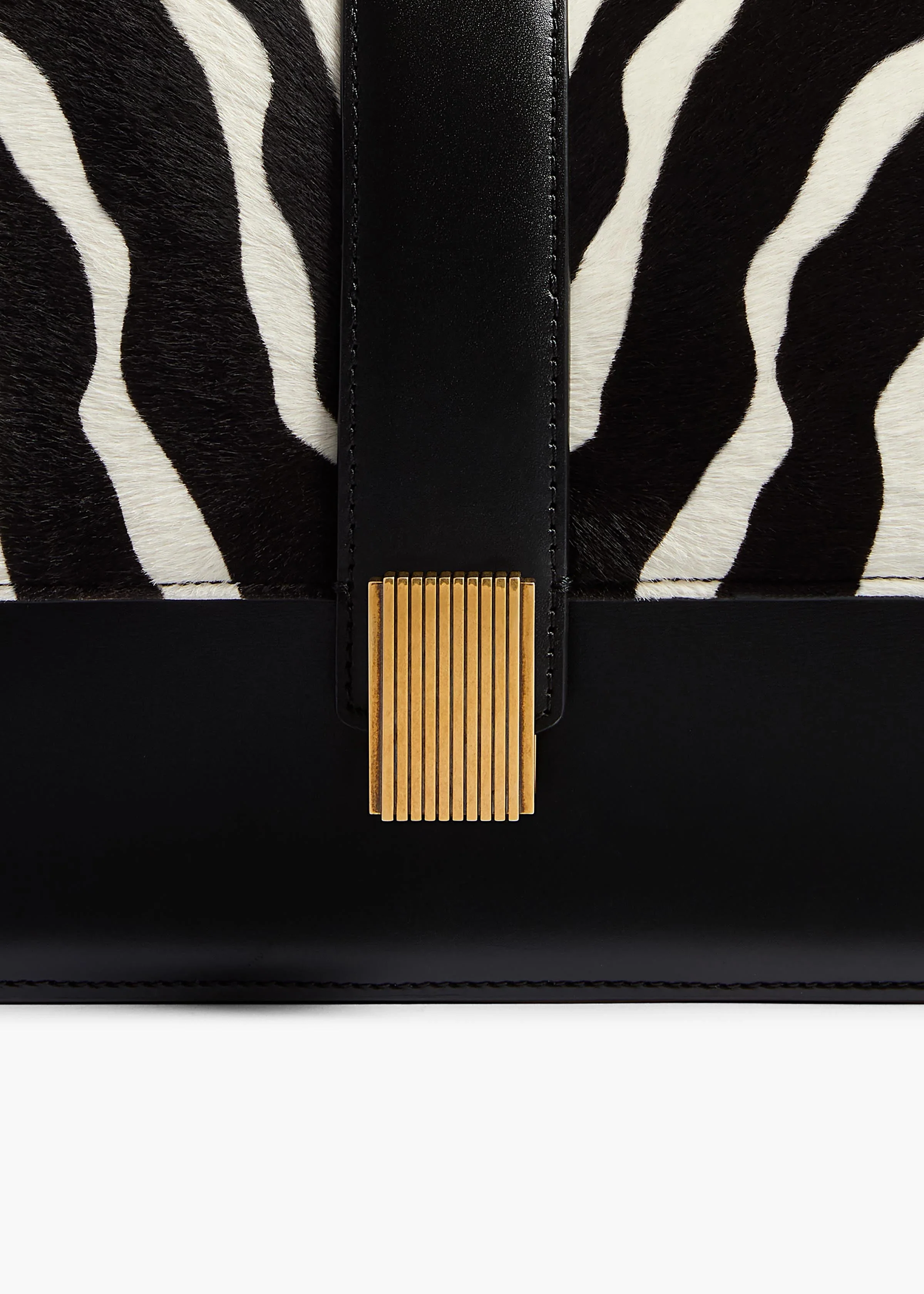 Khaite - Blake Crossbody Bag in Zebra Print Haircalf and Black Leather - Image 10