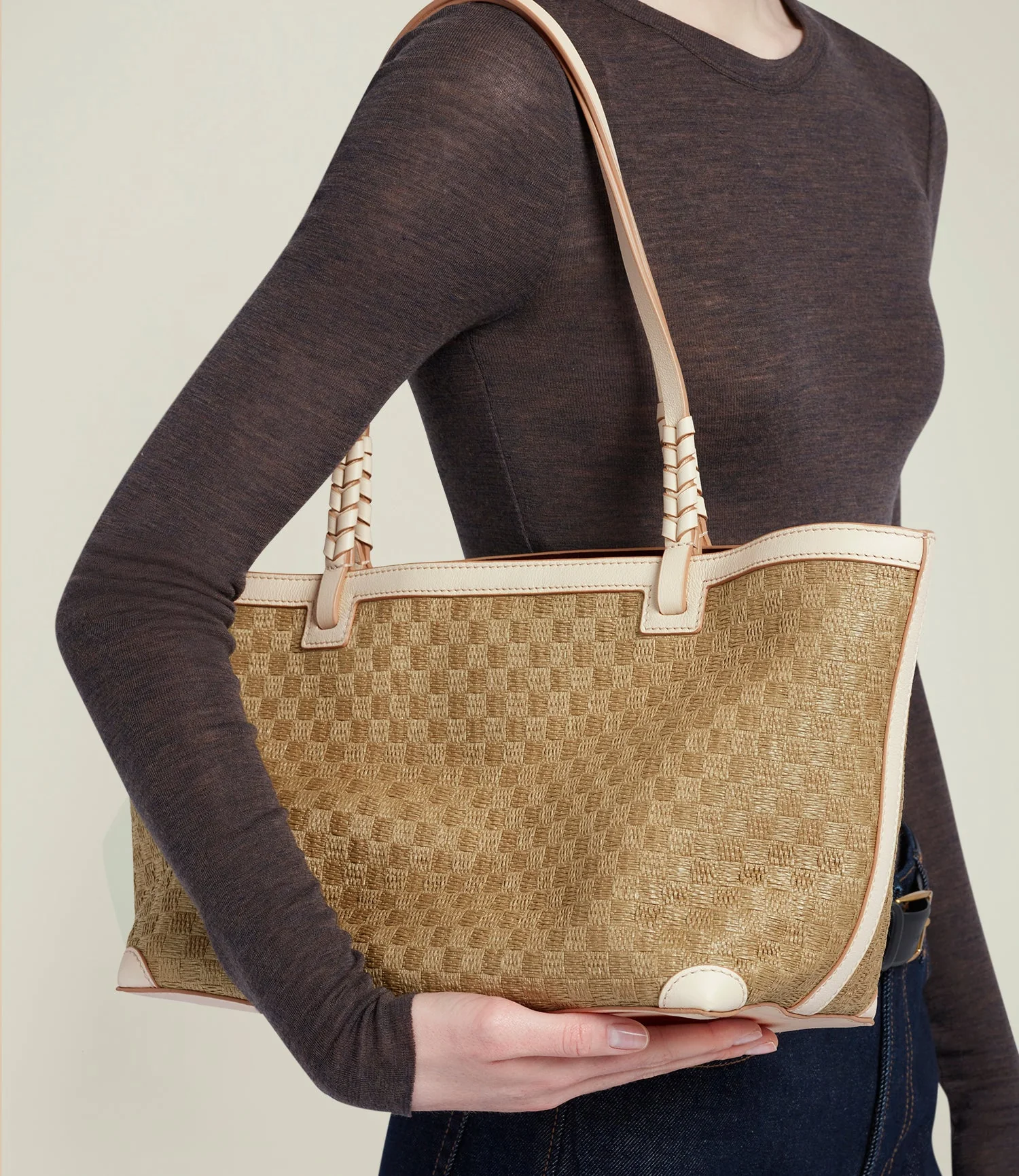 Metier - Cala 32 Woven Sahara With Smooth Calfskin White Sand - Image 5