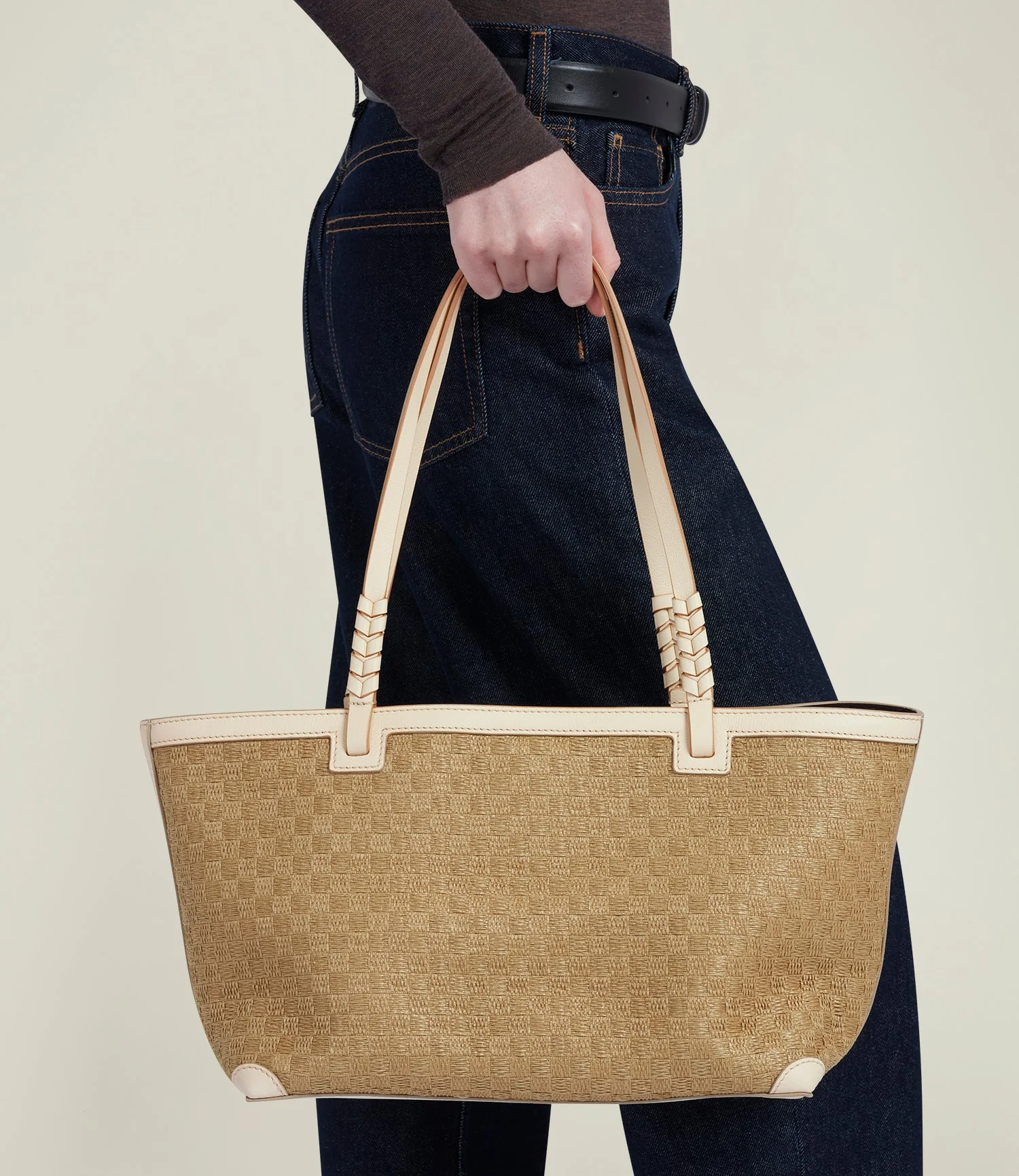 Metier - Cala 32 Woven Sahara With Smooth Calfskin White Sand - Image 6