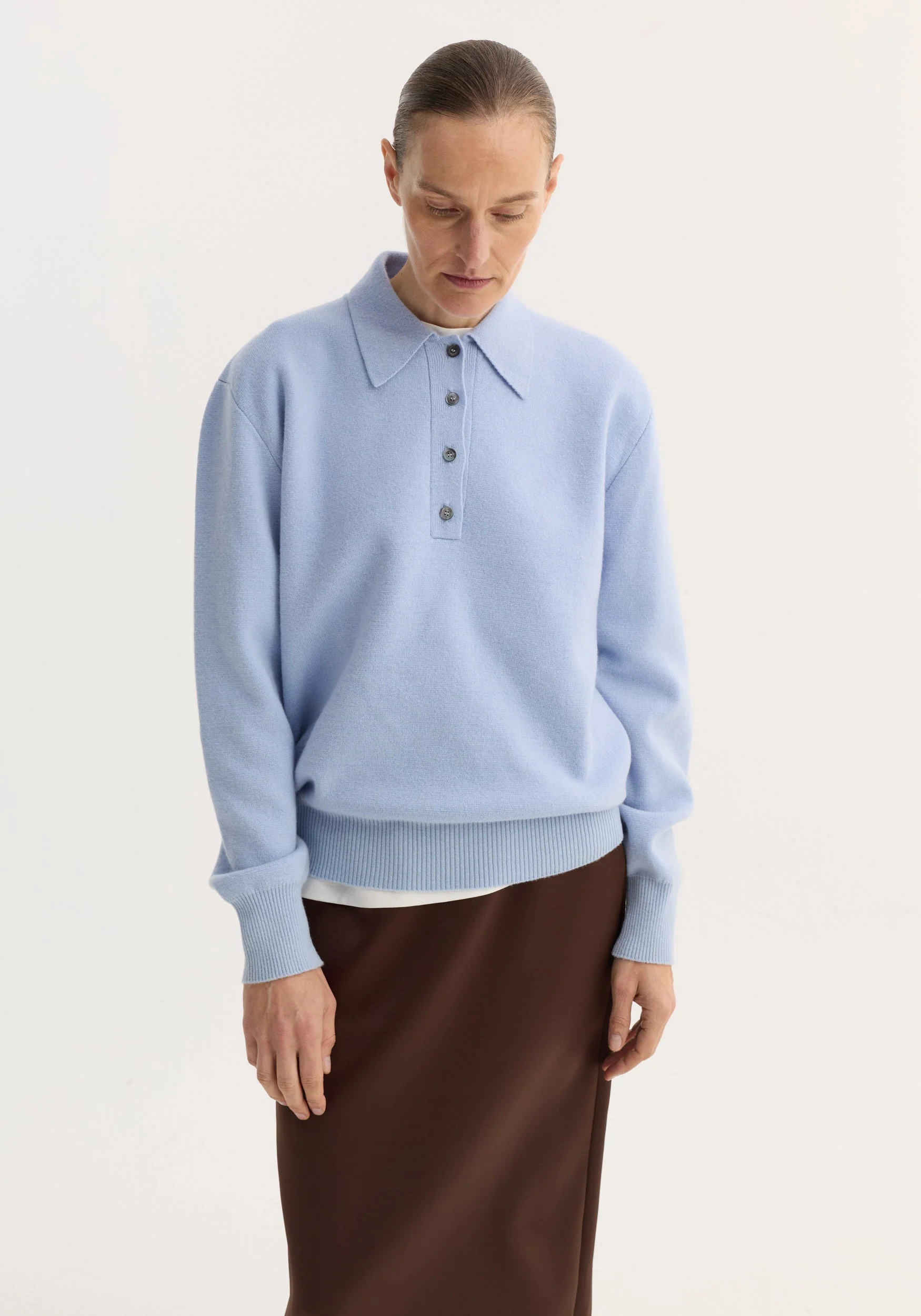 ROHE - Compact knitted polo | baby blue - Image 4