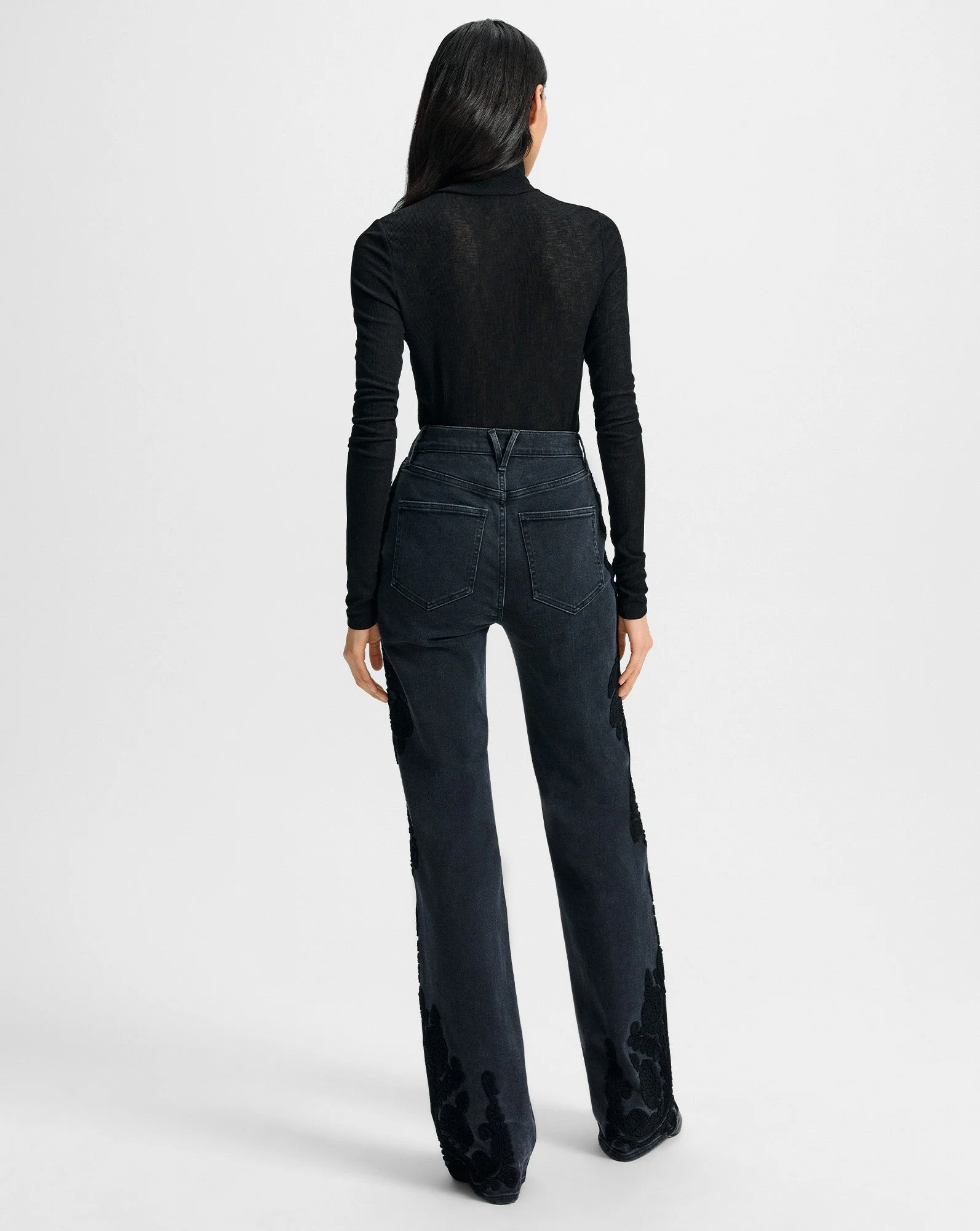 Veronica Beard - Crosbie Embroidered Slim Wide - Leg Jean - Image 5