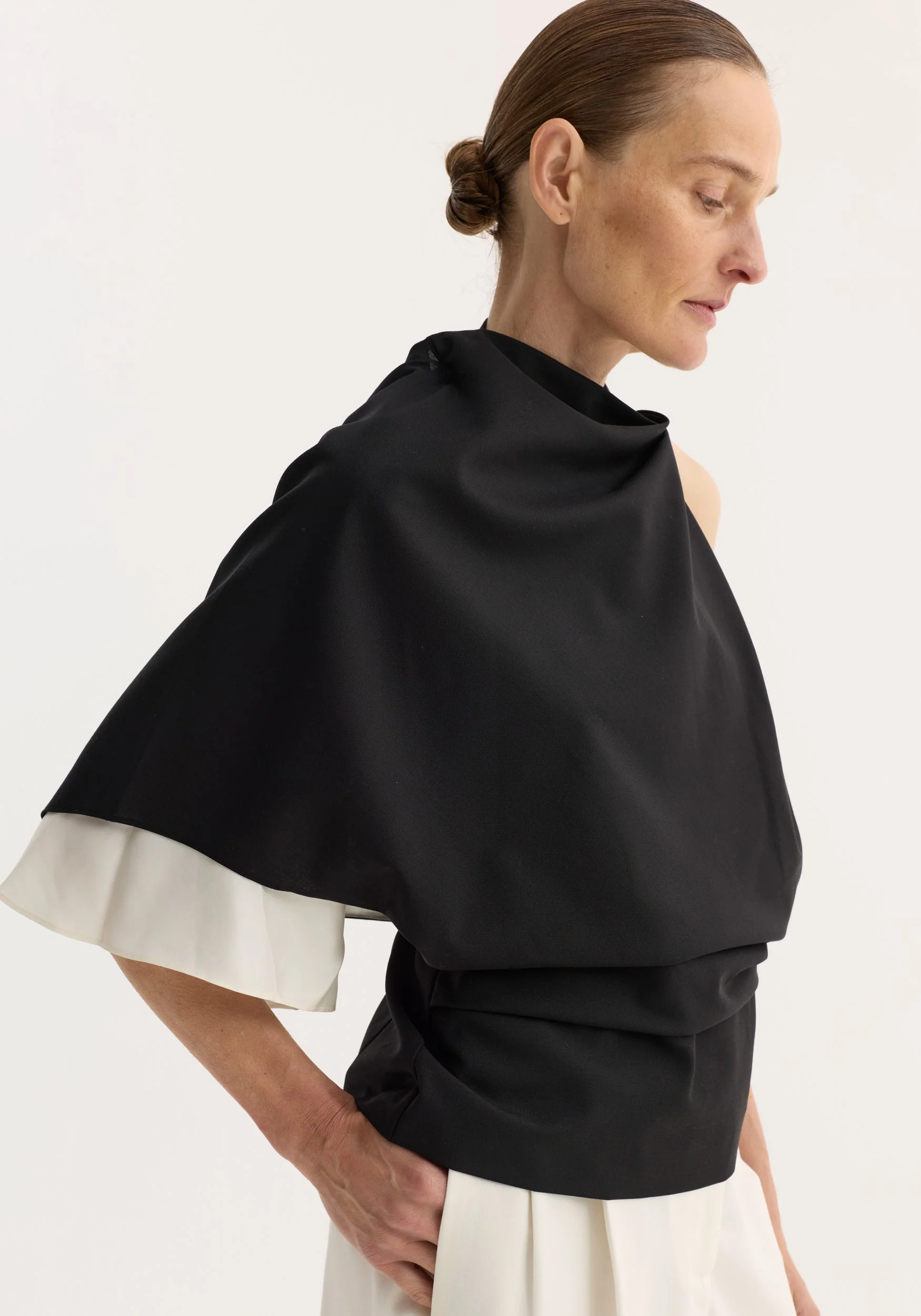 ROHE - Draped open back wool top | black - Image 3