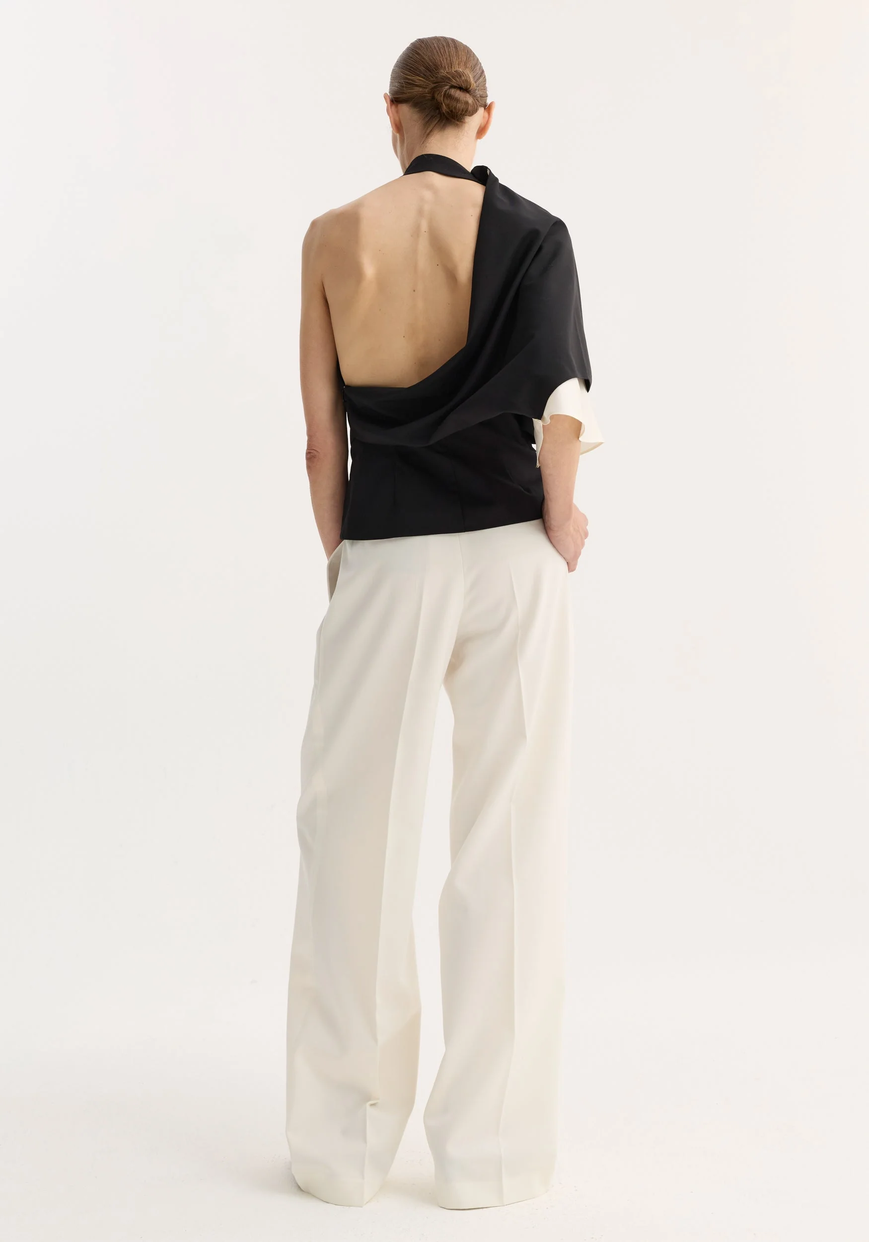 ROHE - Draped open back wool top | black - Image 5