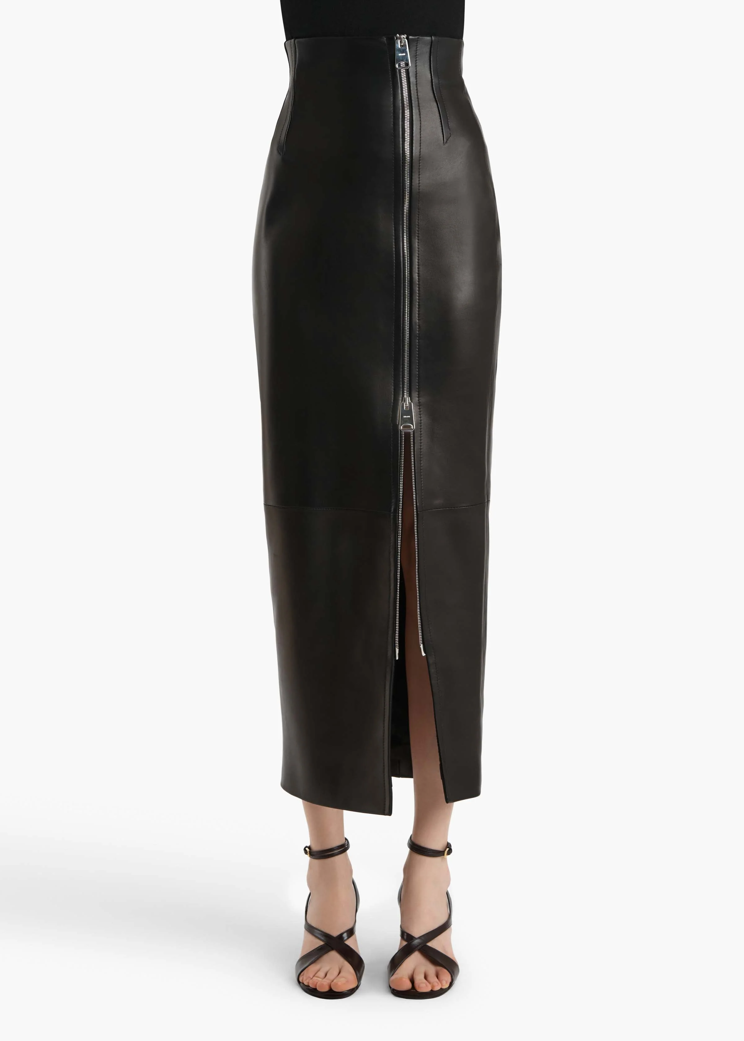 Khaite - Gres Skirt in Black Leather - Image 11