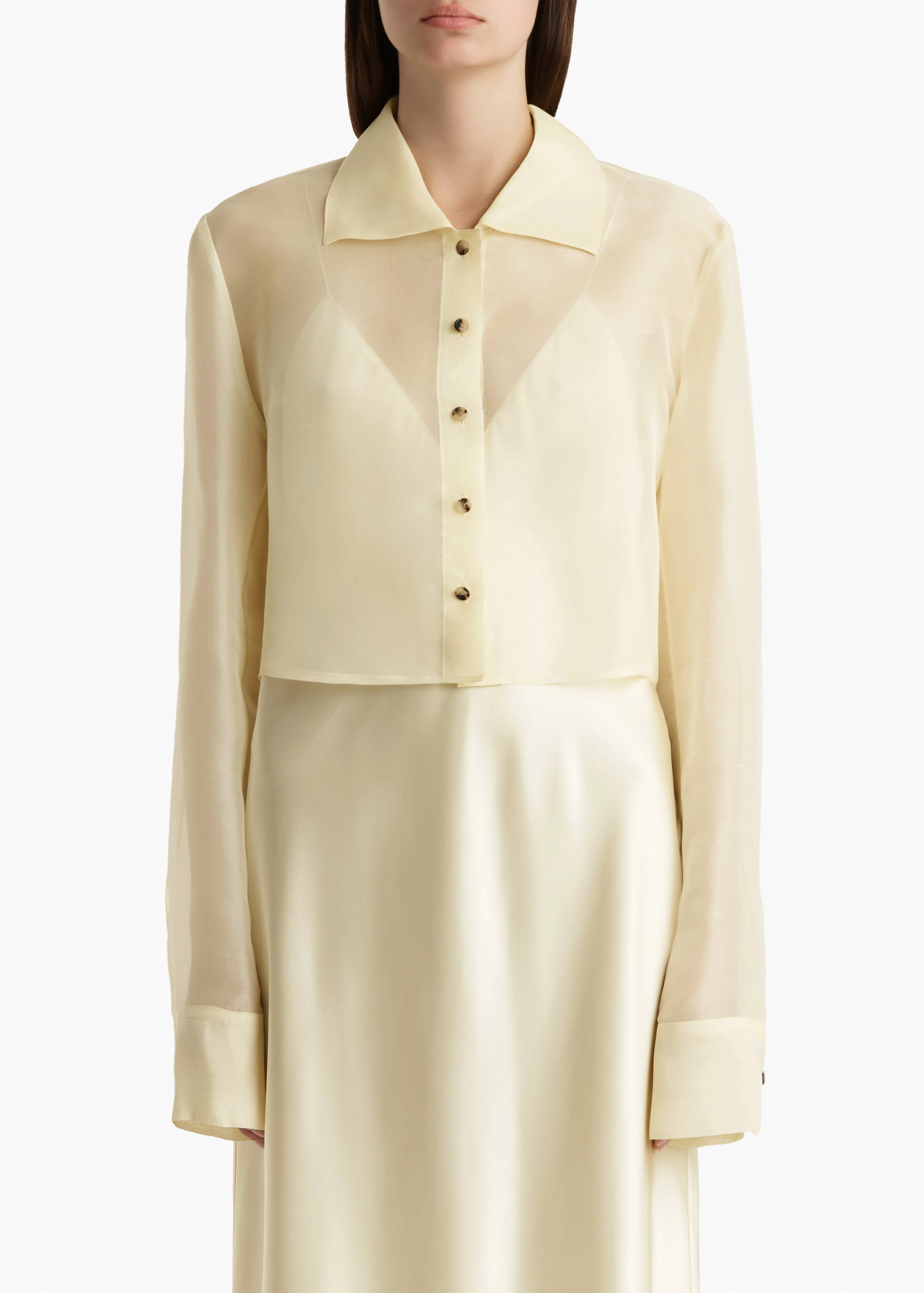 Khaite - Jasen Top in Pale Yellow Organza - Image 13
