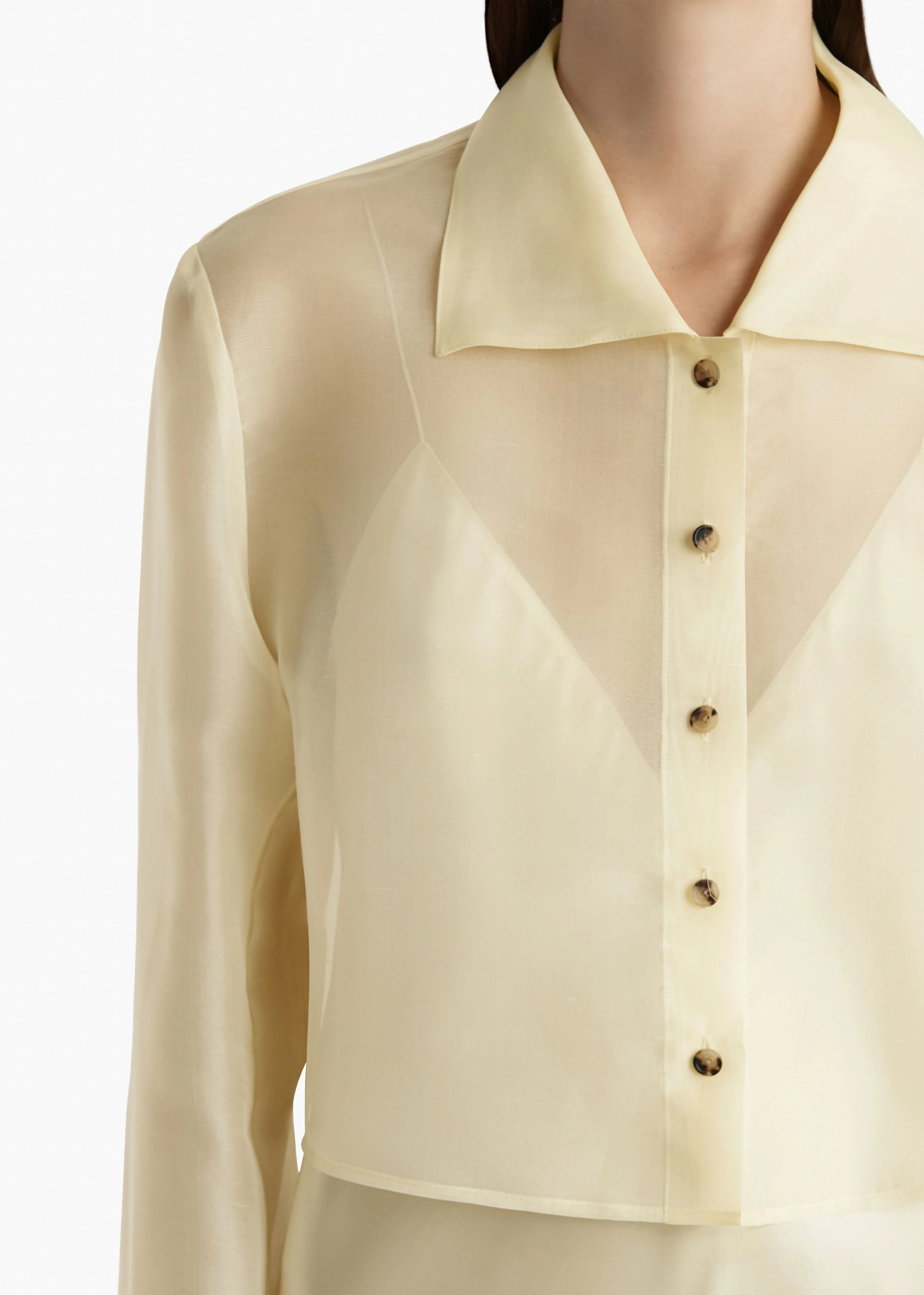 Khaite - Jasen Top in Pale Yellow Organza - Image 15