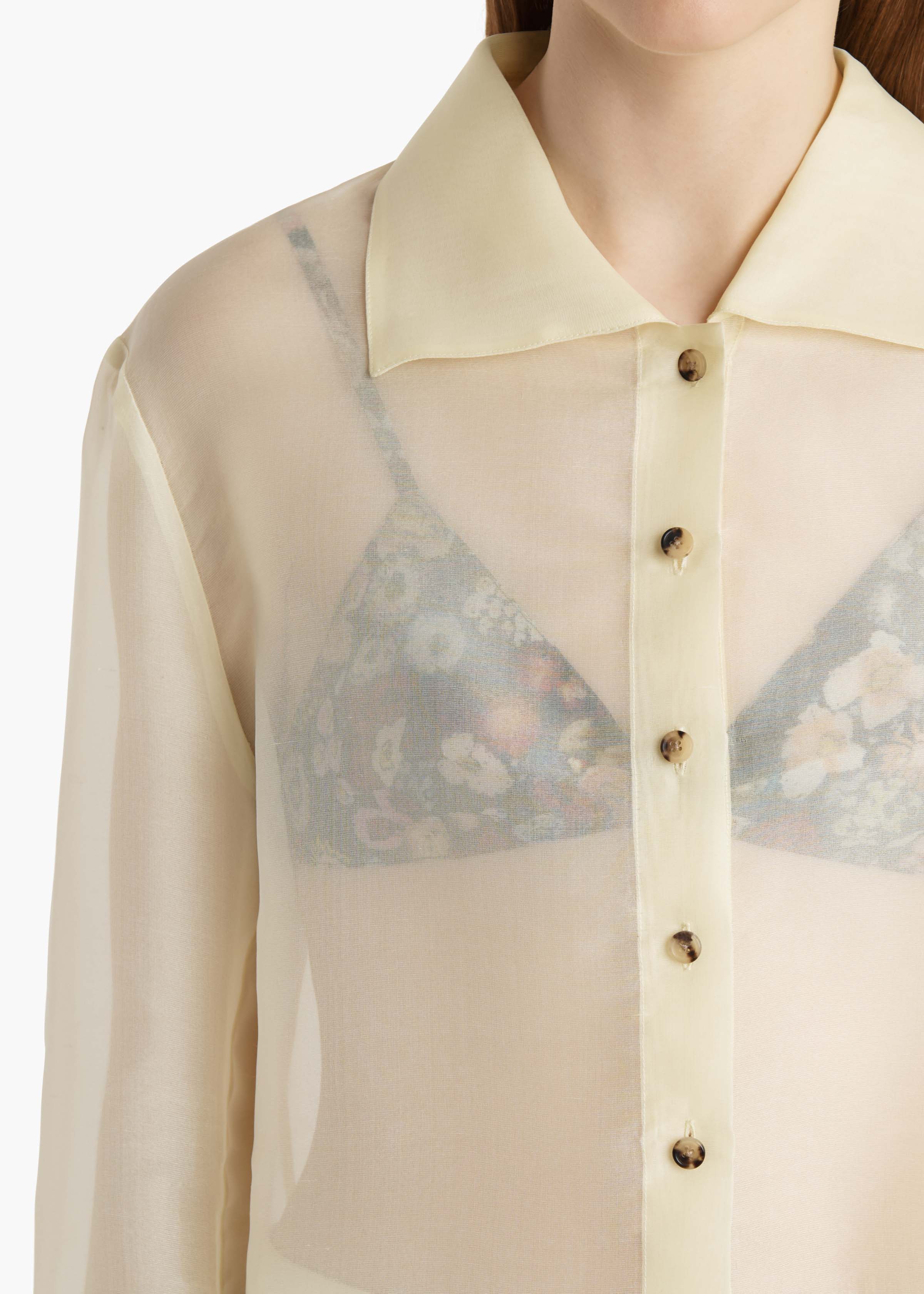 Khaite - Jasen Top in Pale Yellow Organza - Image 21