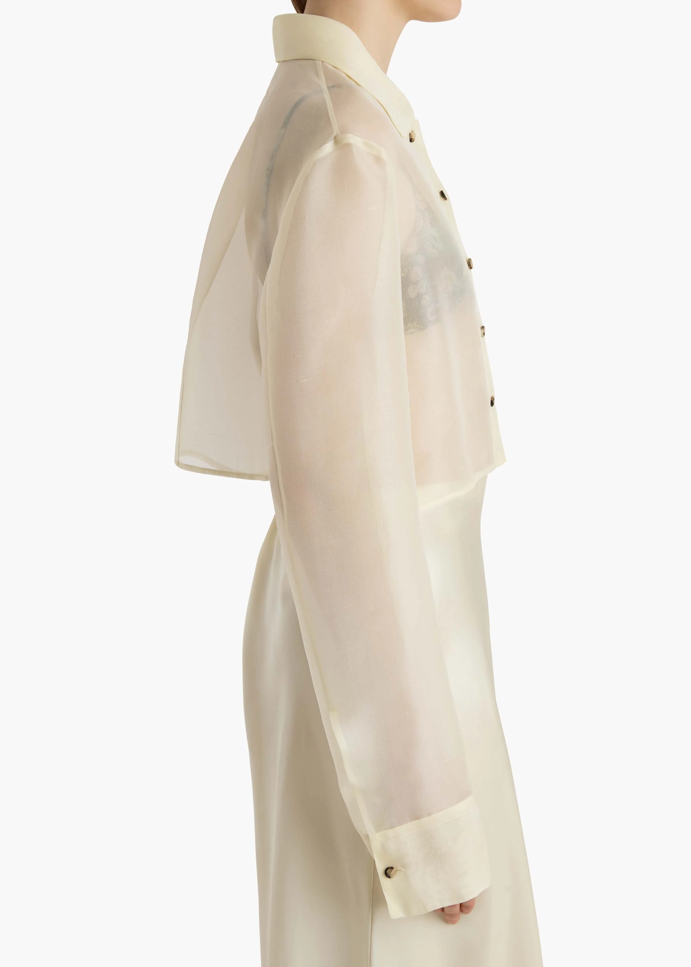 Khaite - Jasen Top in Pale Yellow Organza - Image 22
