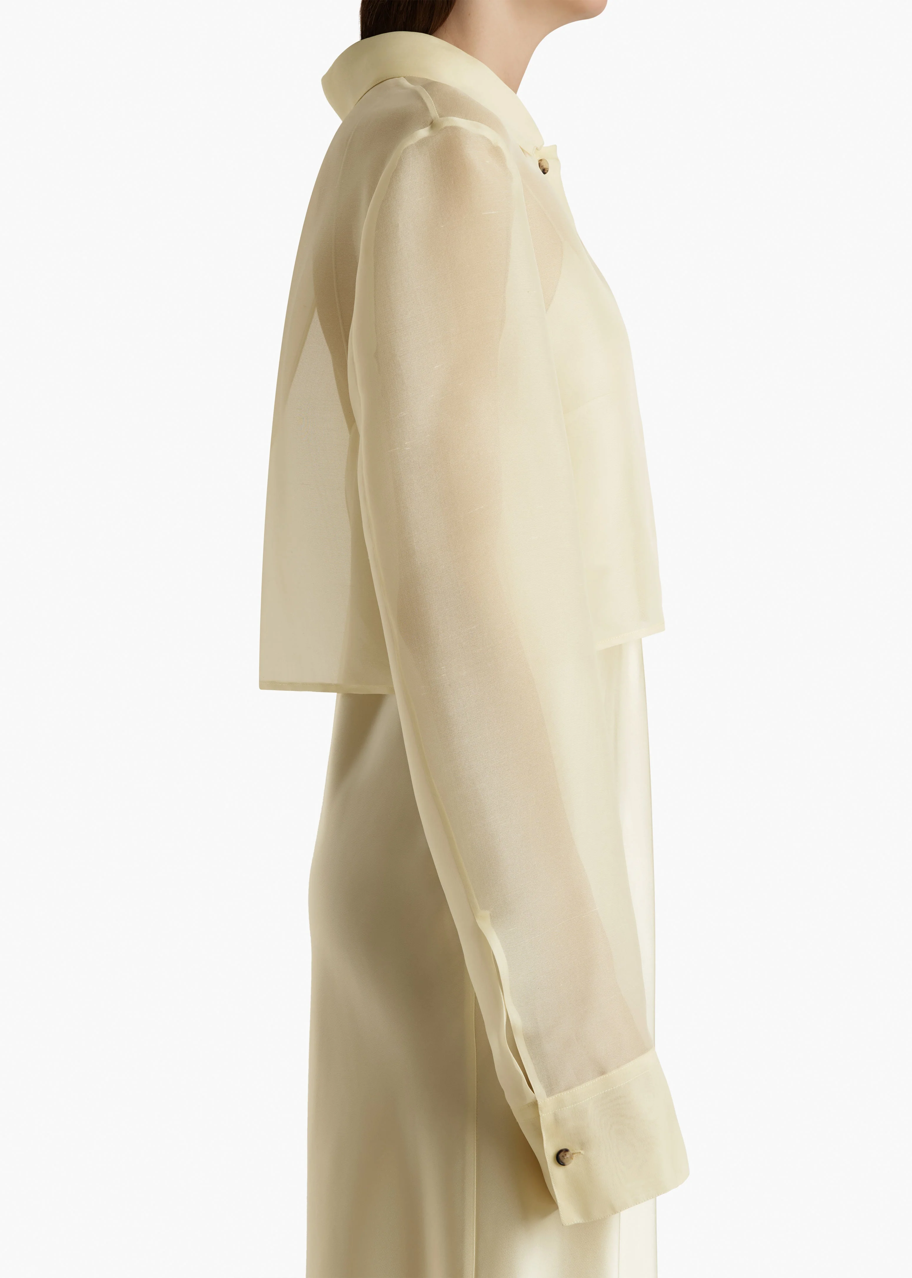 Khaite - Jasen Top in Pale Yellow Organza - Image 6