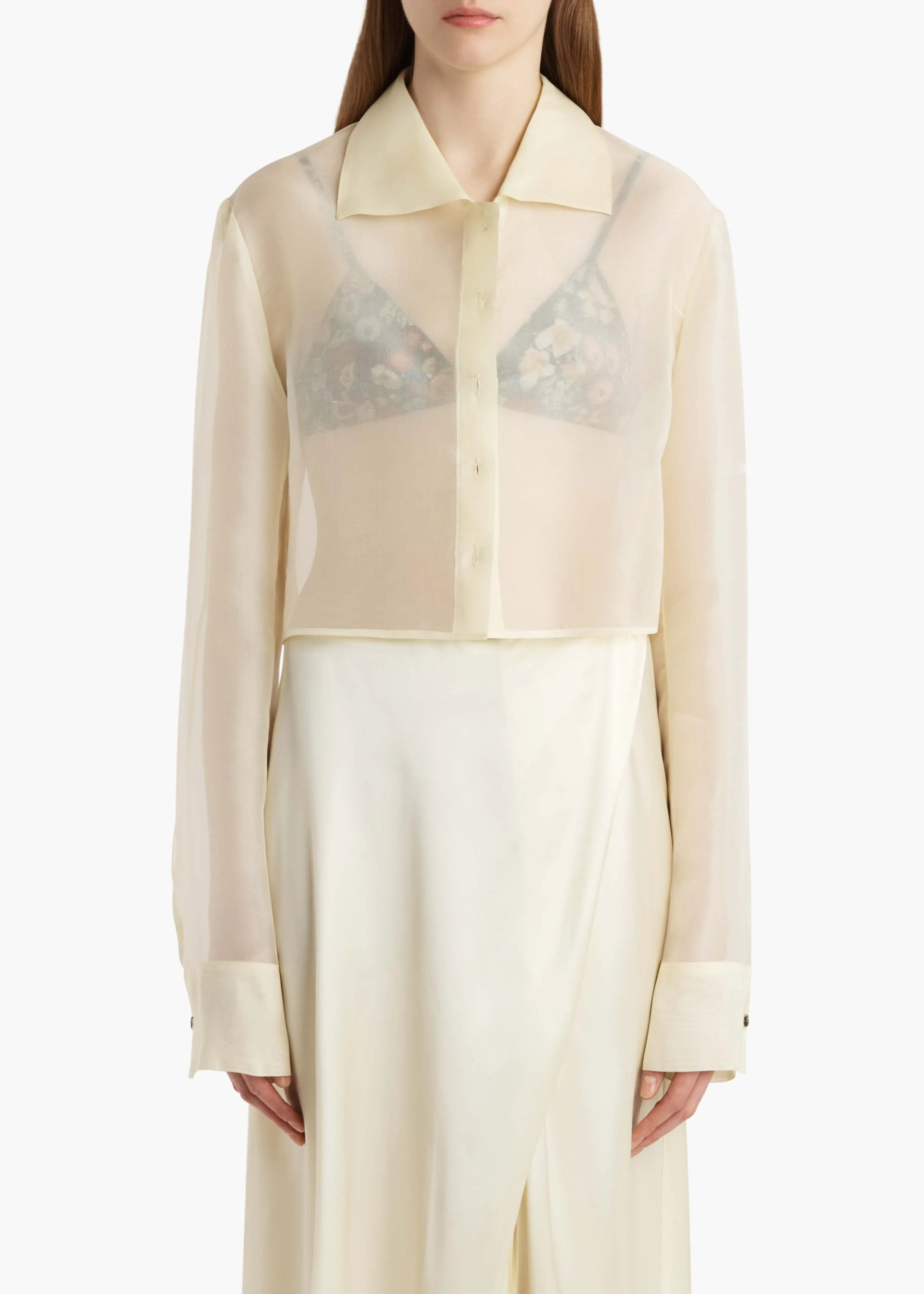 Khaite - Jasen Top in Pale Yellow Organza - Image 9