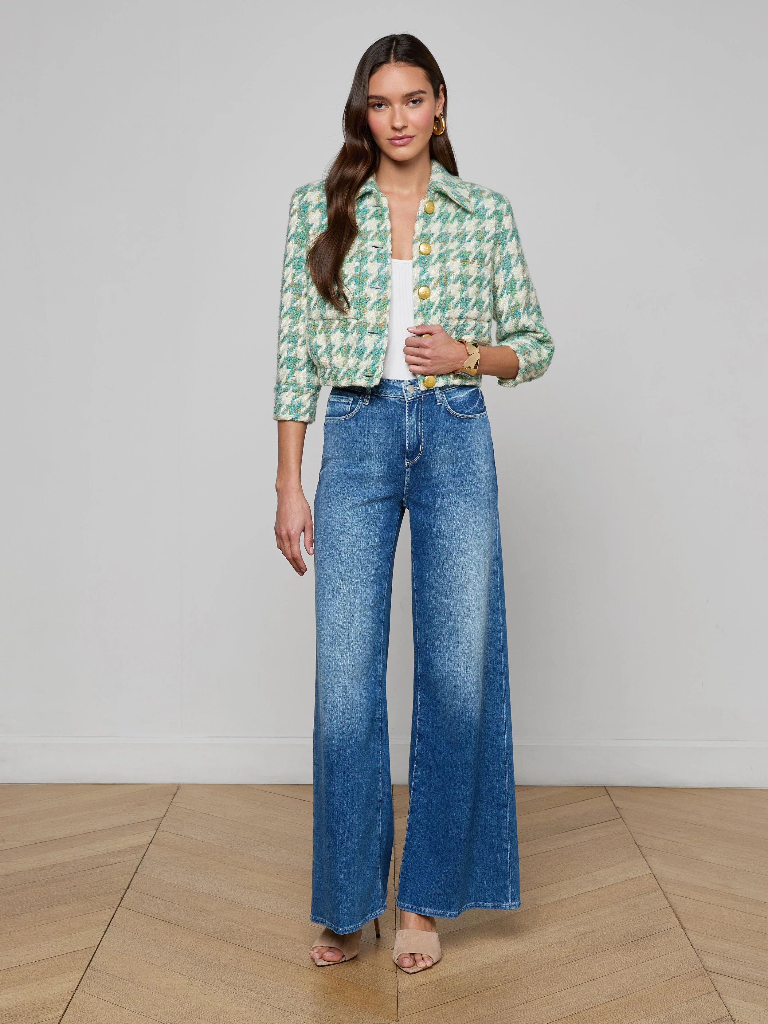 L'AGENCE - Jia Houndstooth Tweed Jacket - Image 3