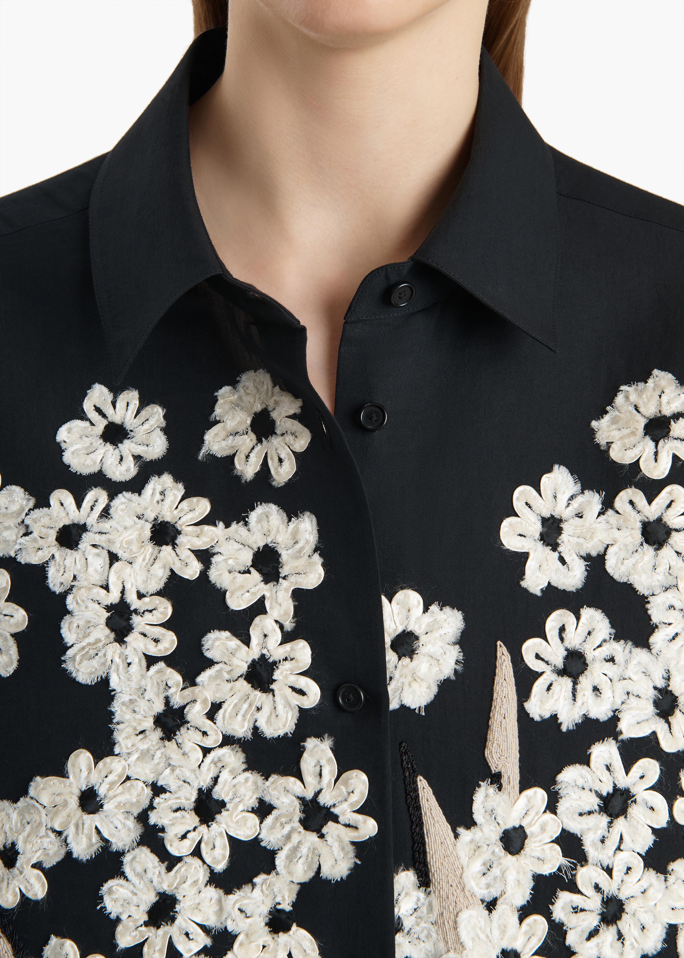 Khaite - Argo Top in Black with Floral Embroidery - Image 5