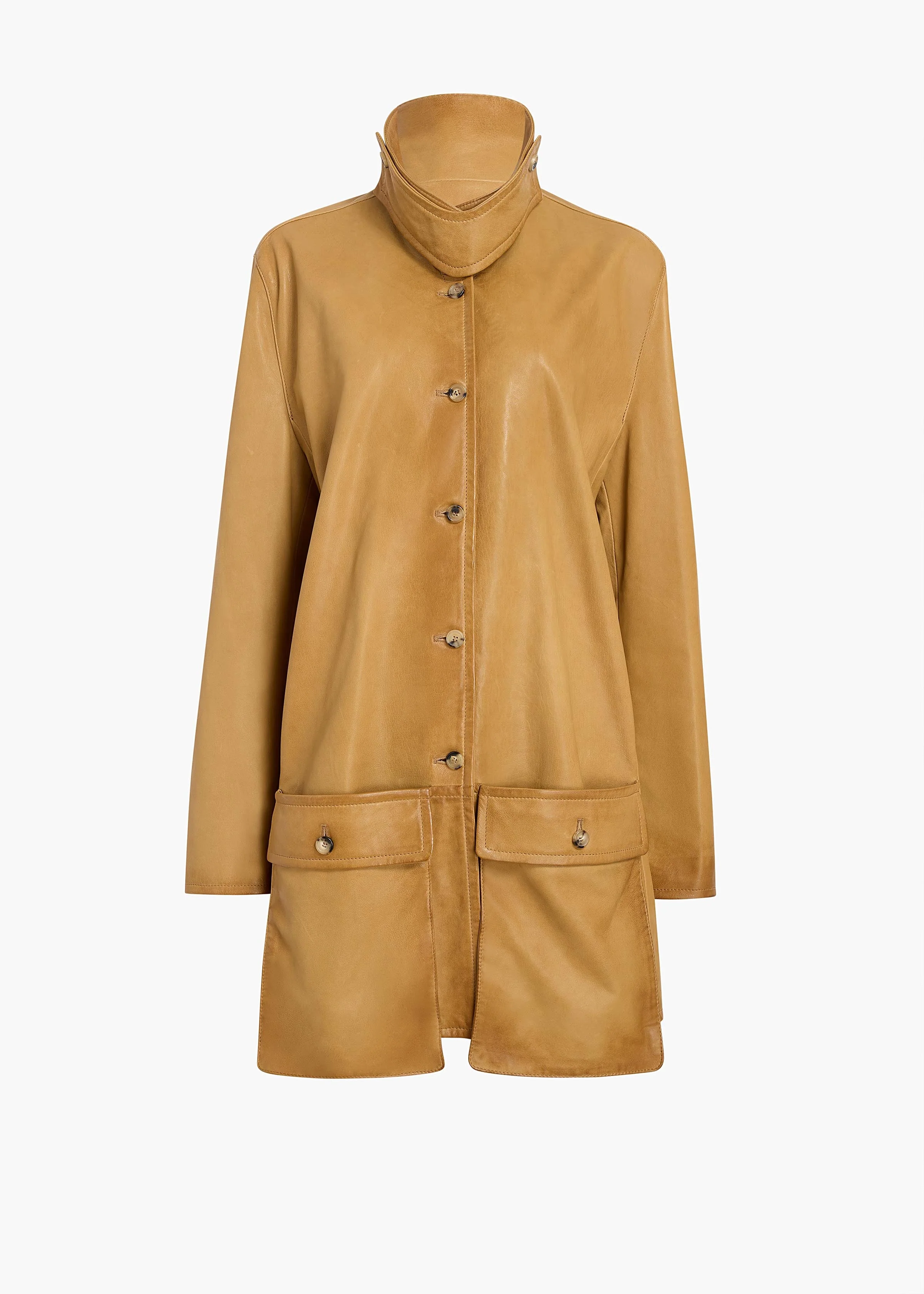 Khaite - Harmon Coat in Golden Ochre Washed Leather
