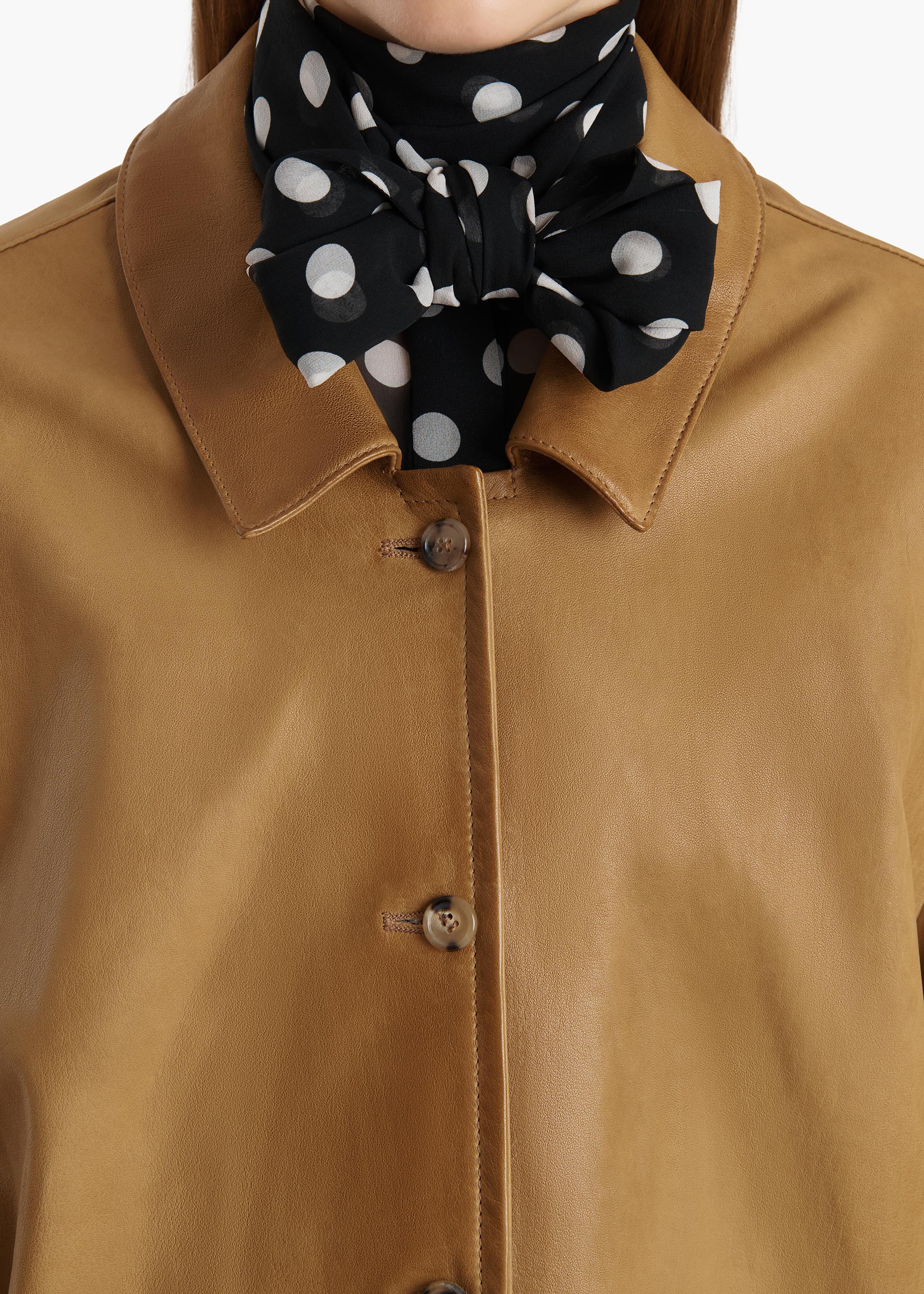 Khaite - Harmon Coat in Golden Ochre Washed Leather - Image 5