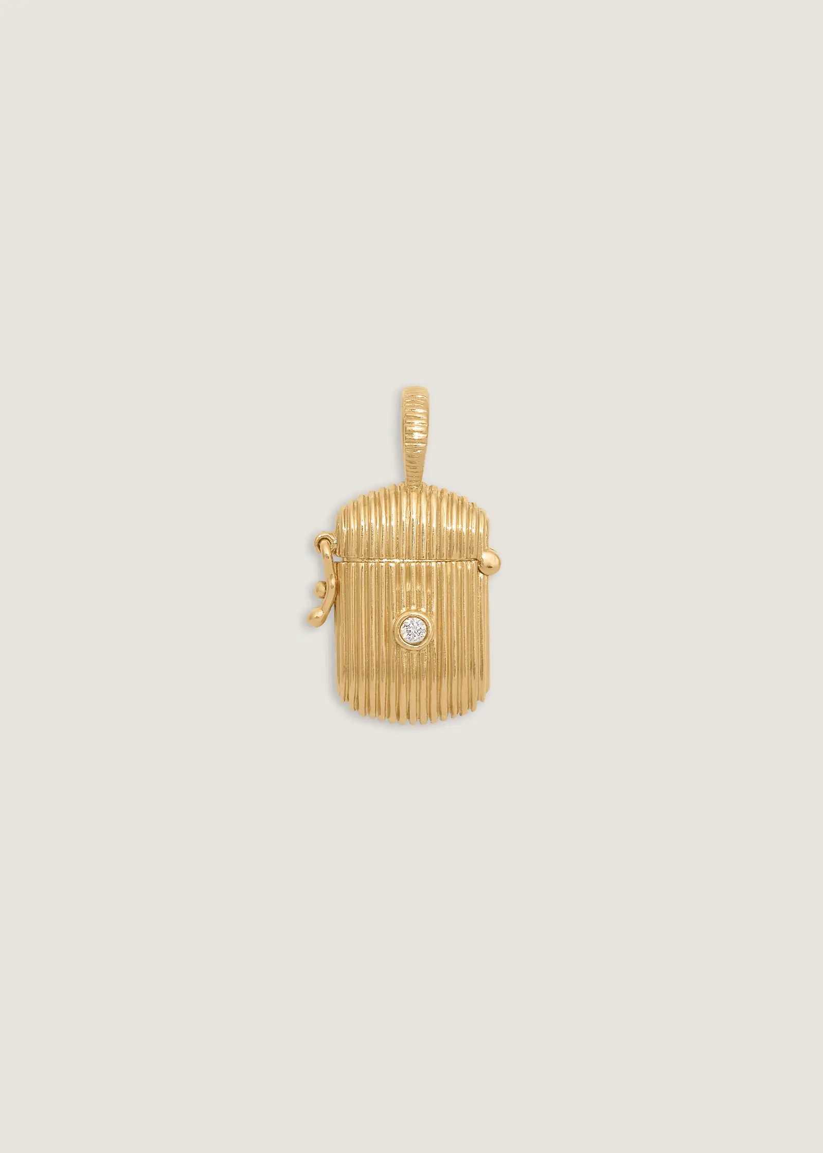 Kinn - Relic Ribbed Locket Necklace Diamond - Image 3