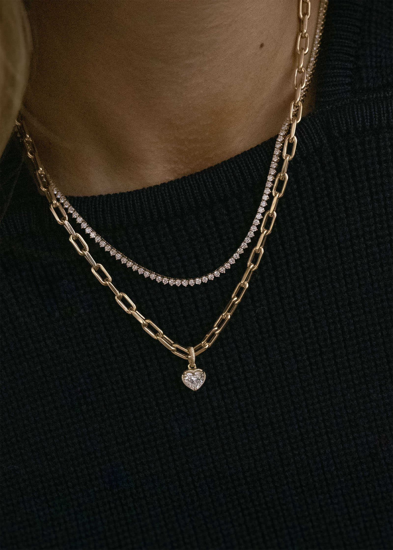 Kinn - Solis Ribbed Heart Diamond Pendant - Image 5