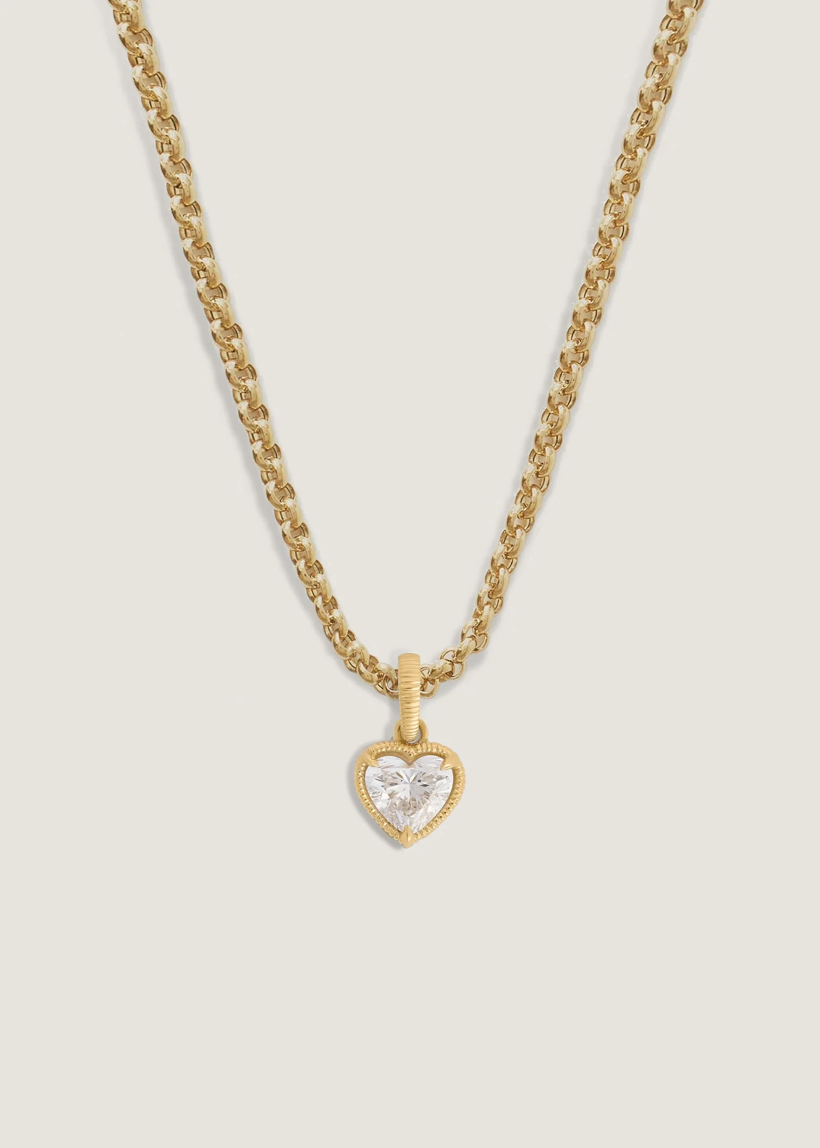 Kinn - Solis Ribbed Heart Diamond Pendant Necklace - Image 3