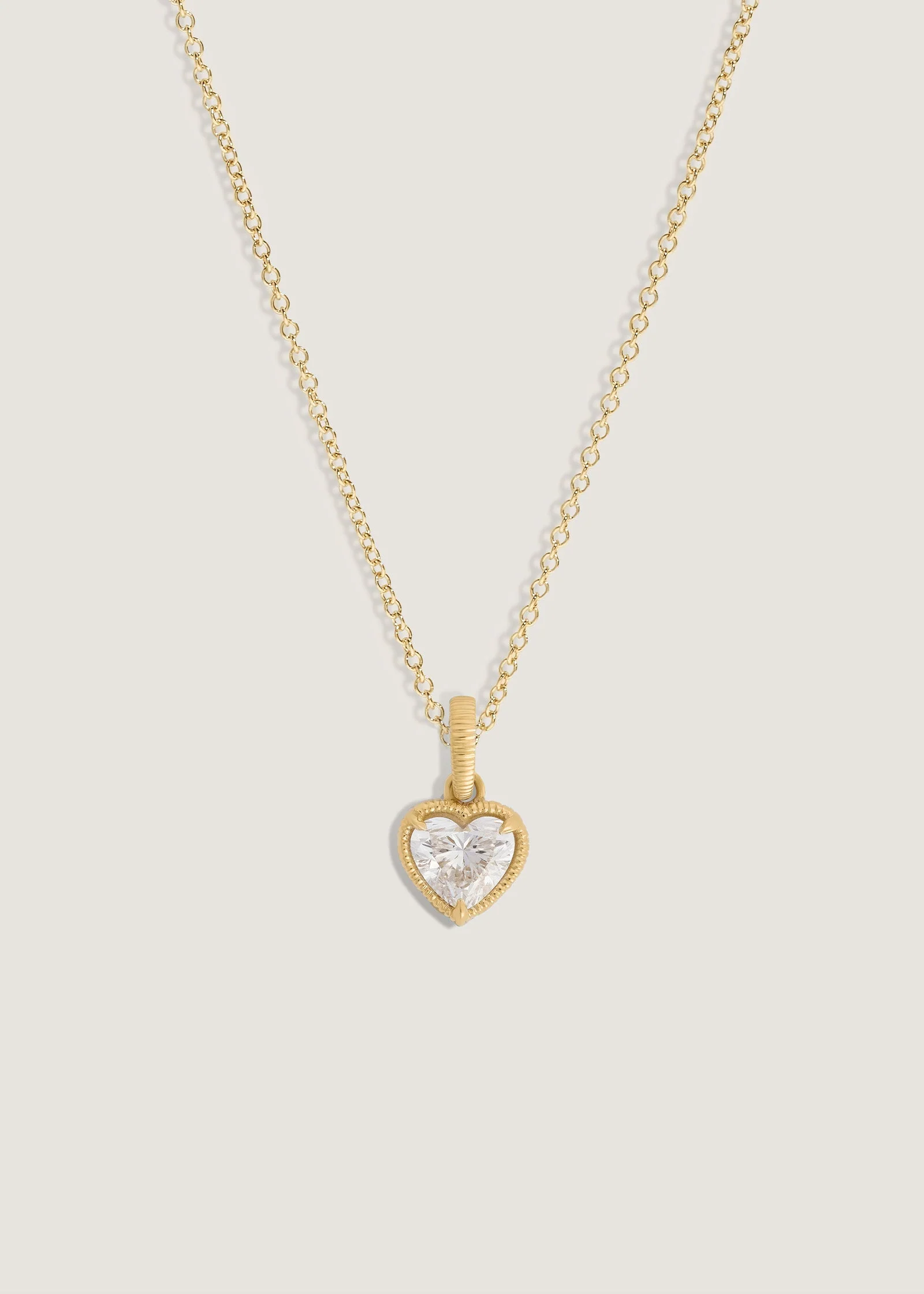 Kinn - Solis Ribbed Heart Diamond Pendant Necklace - Image 4
