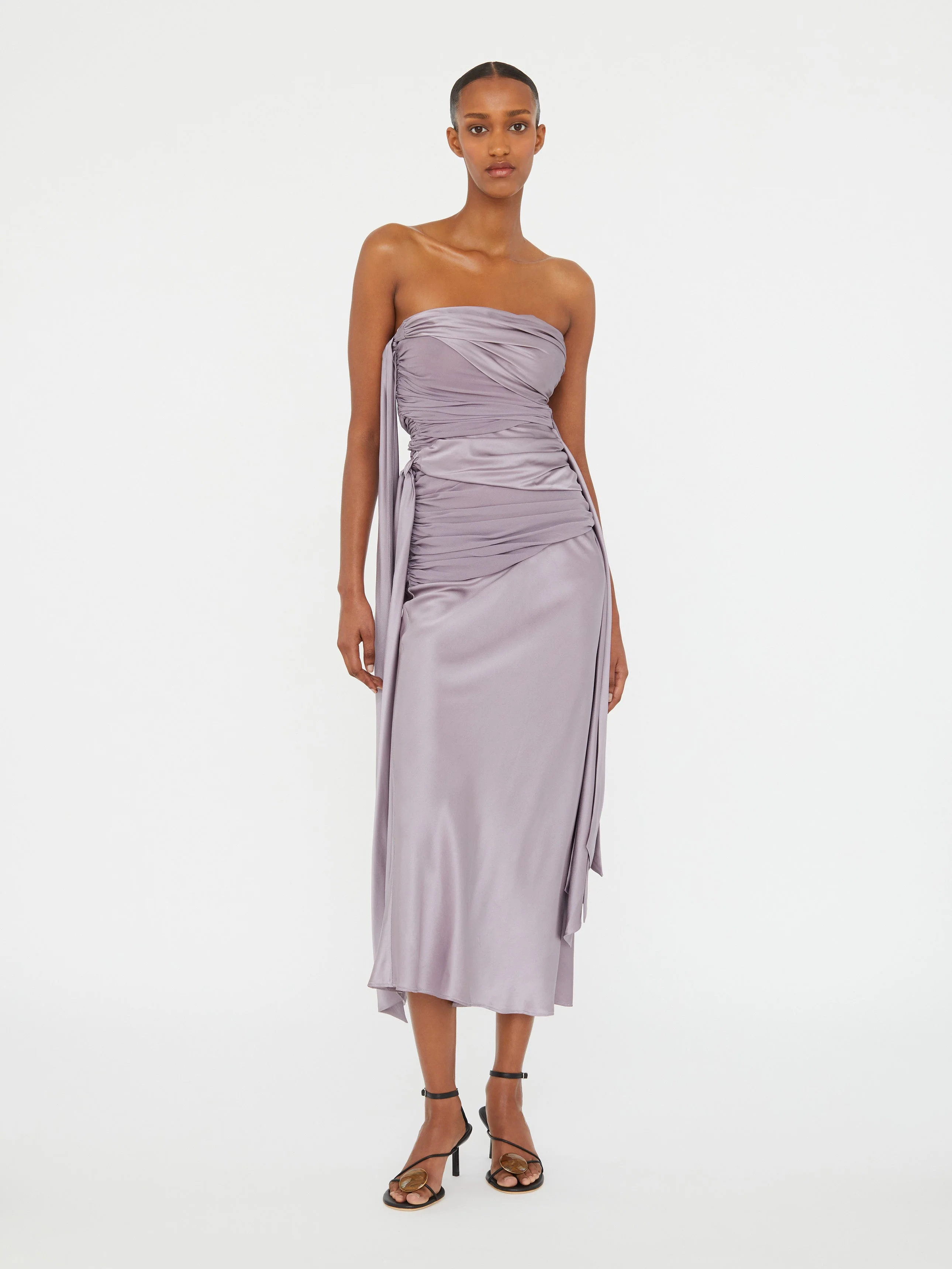 Christopher Esber - Knotted Silk Gather Midi Dress - Image 6