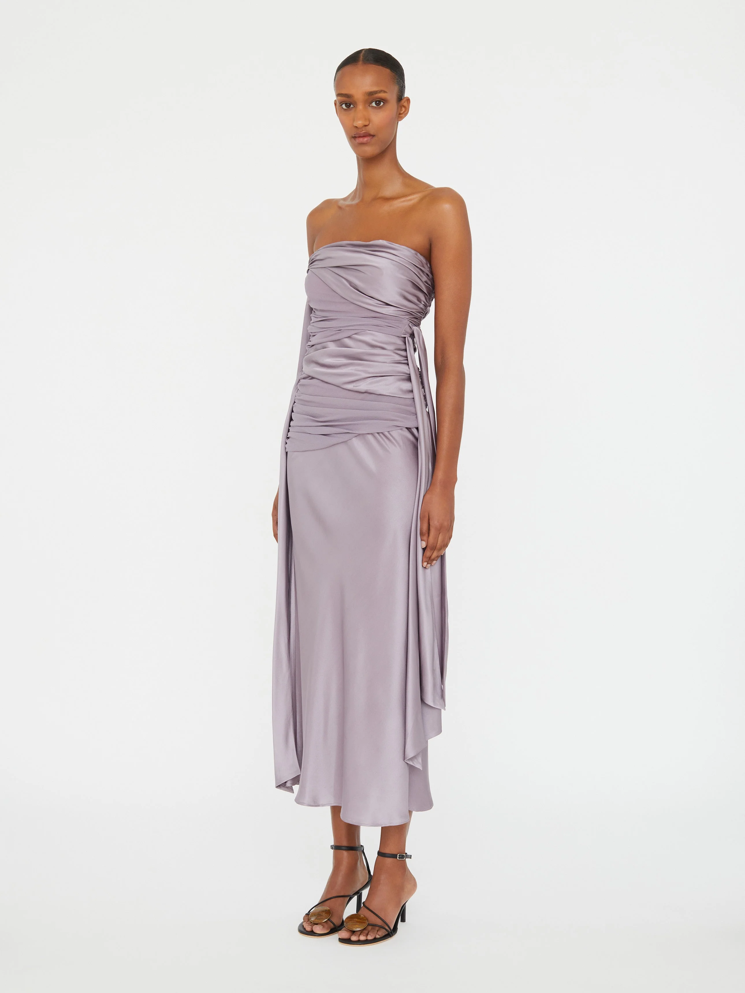 Christopher Esber - Knotted Silk Gather Midi Dress - Image 7