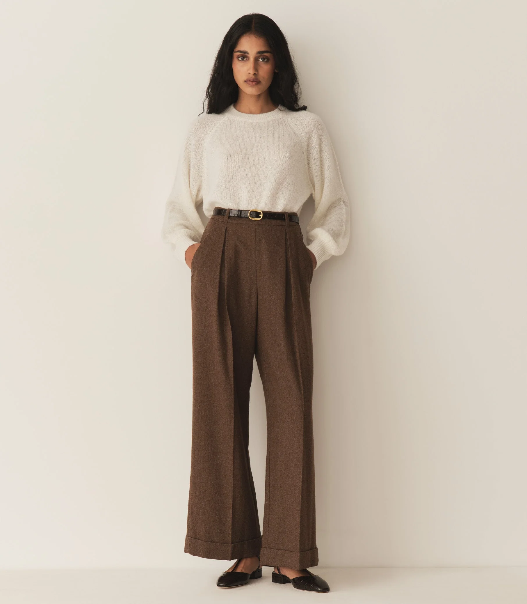 DÔEN - LAWRENCE PANT -- BROWN HERRINGBONE - Image 4