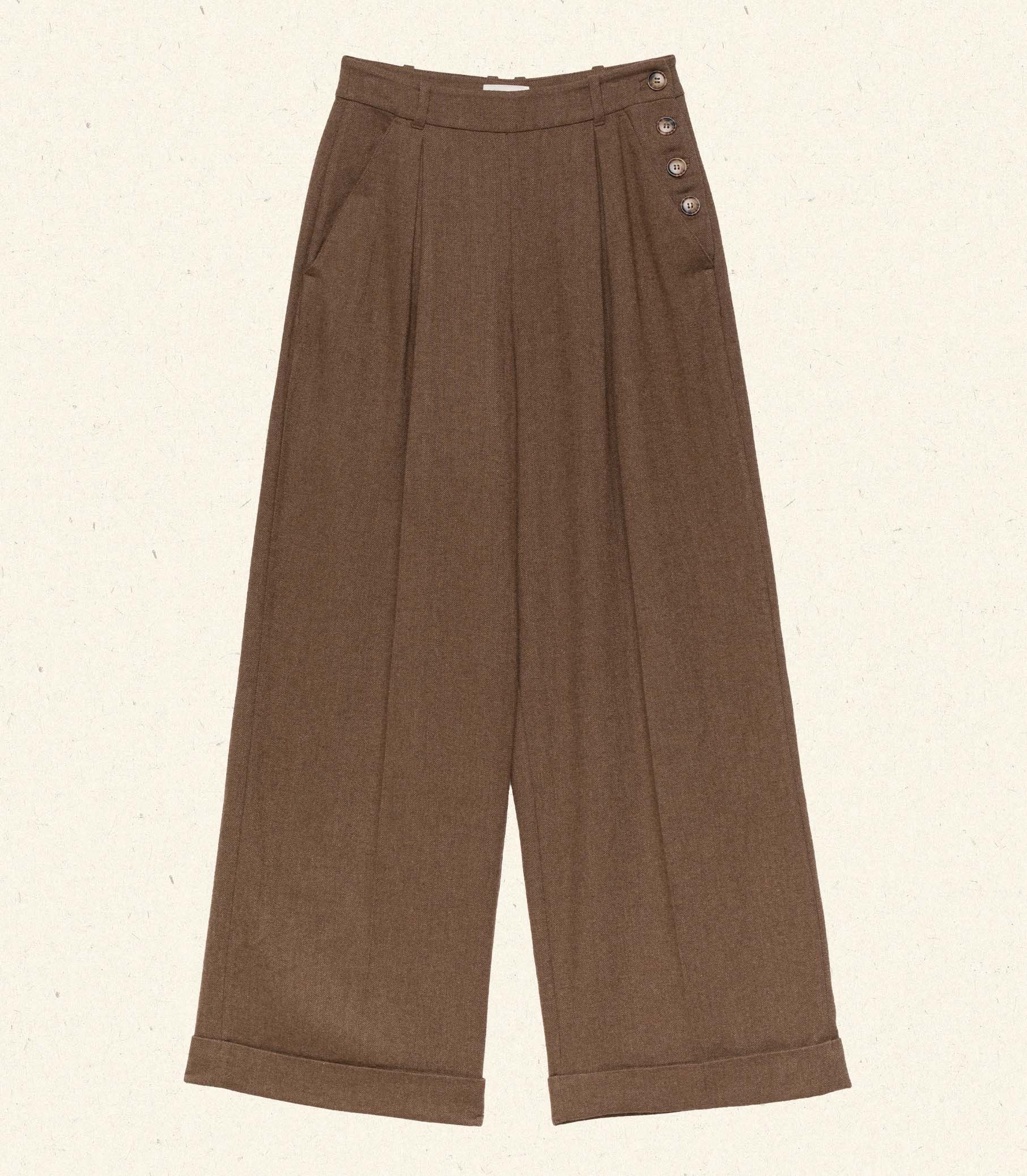 DÔEN - LAWRENCE PANT -- BROWN HERRINGBONE - Image 5