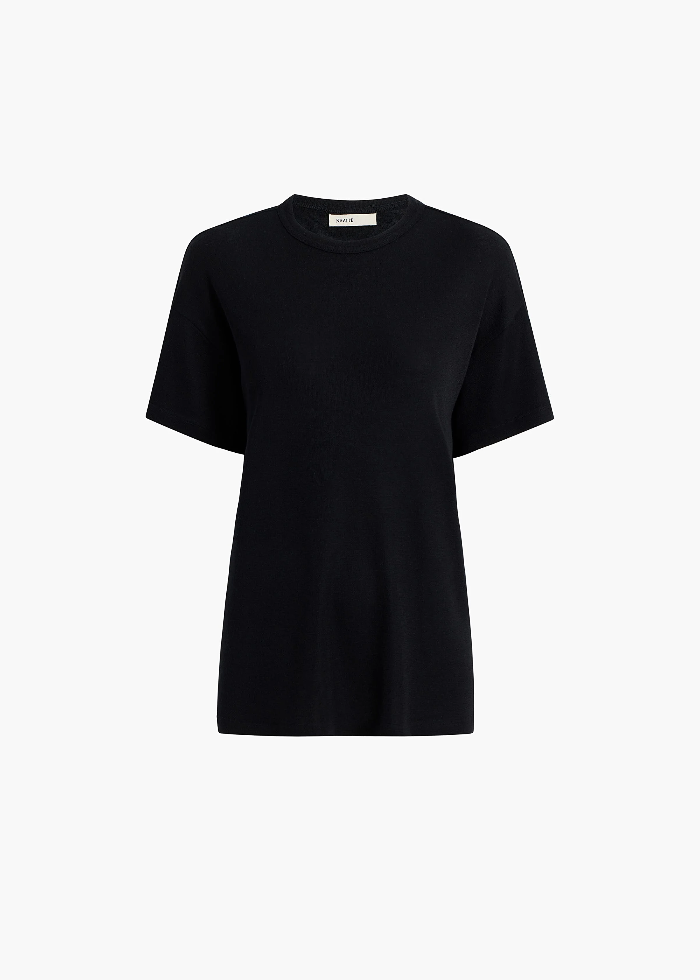 Khaite - Maeve T - Shirt in Black Silk Cashmere Jersey