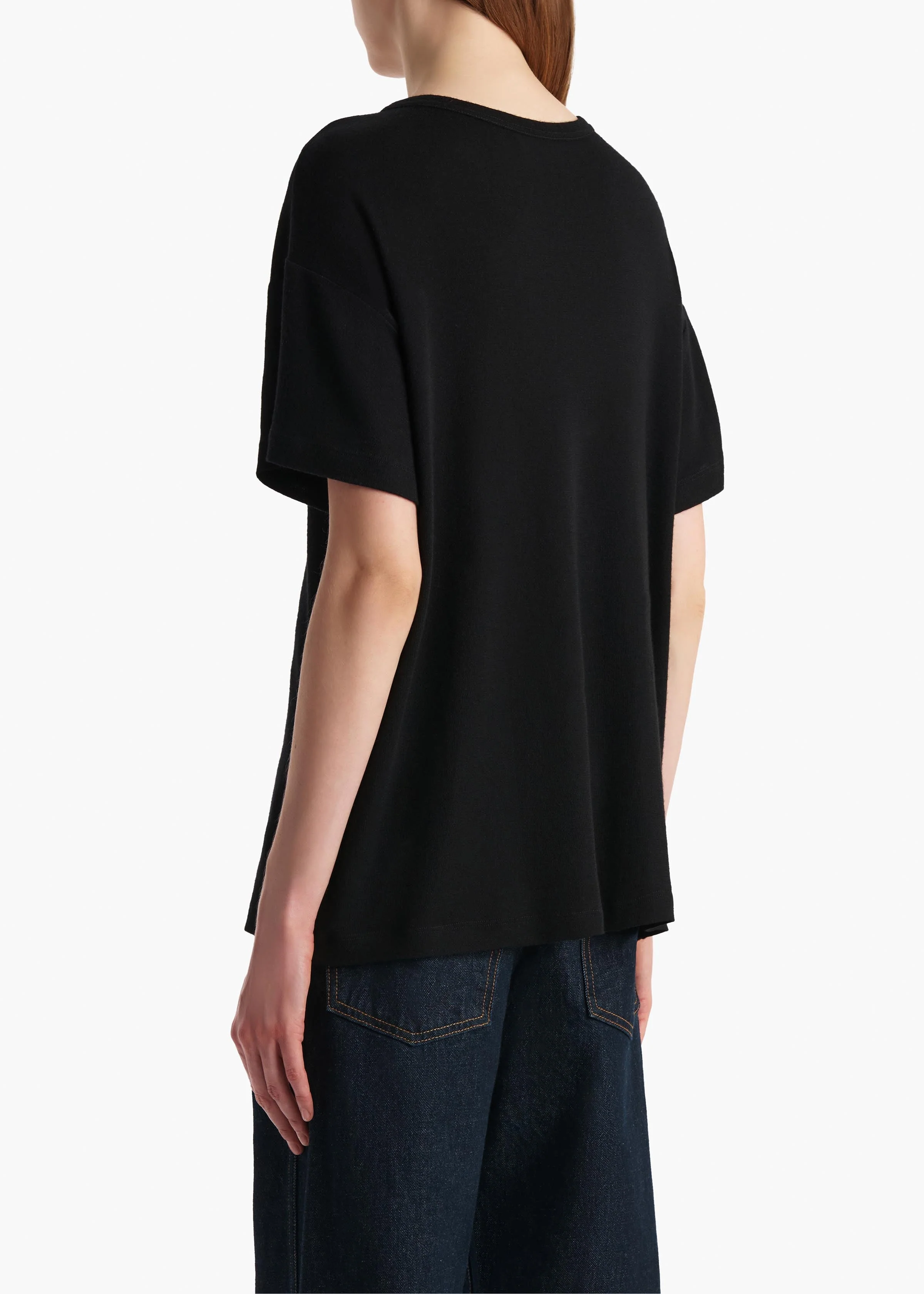 Khaite - Maeve T - Shirt in Black Silk Cashmere Jersey - Image 11