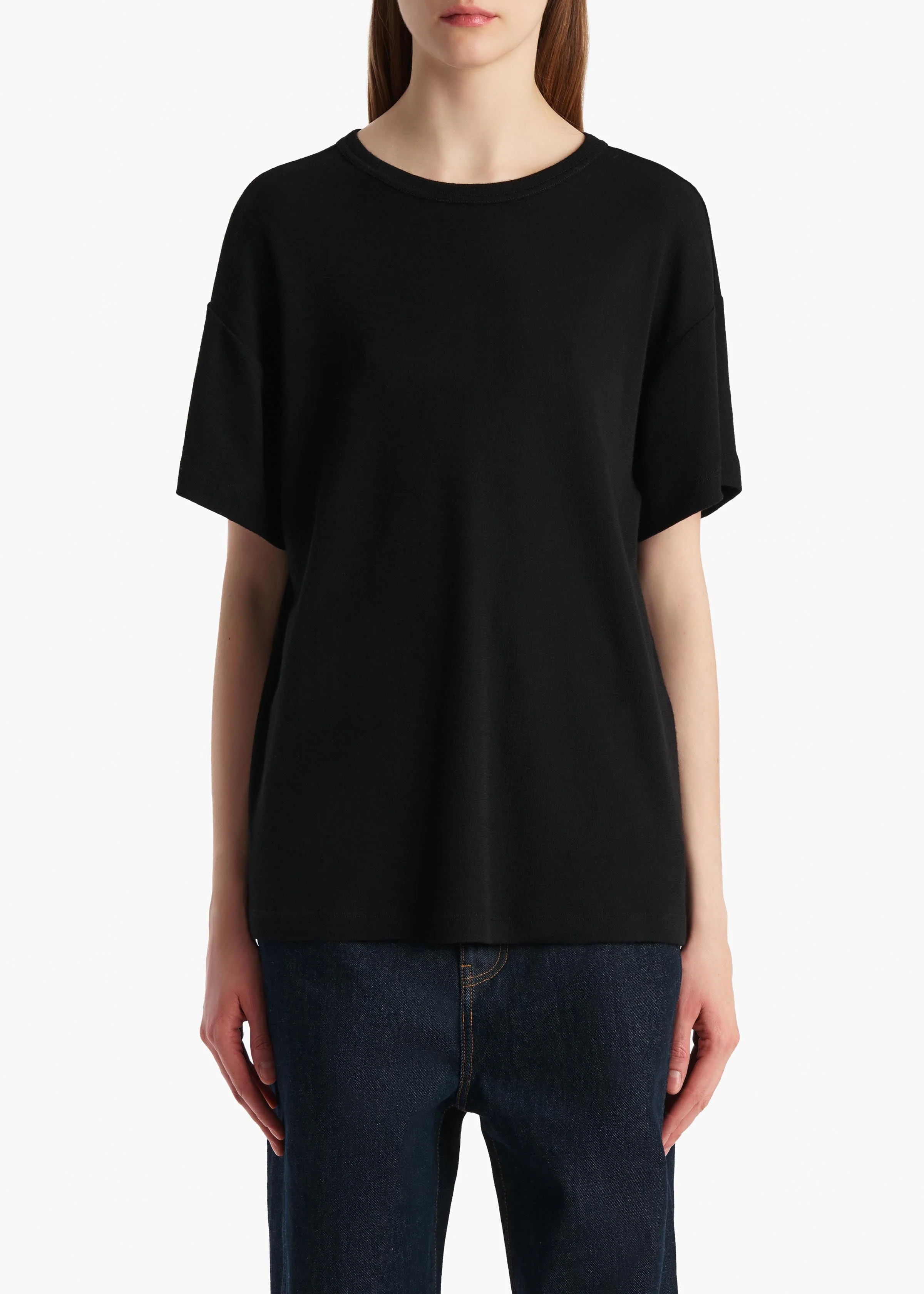 Khaite - Maeve T - Shirt in Black Silk Cashmere Jersey - Image 9