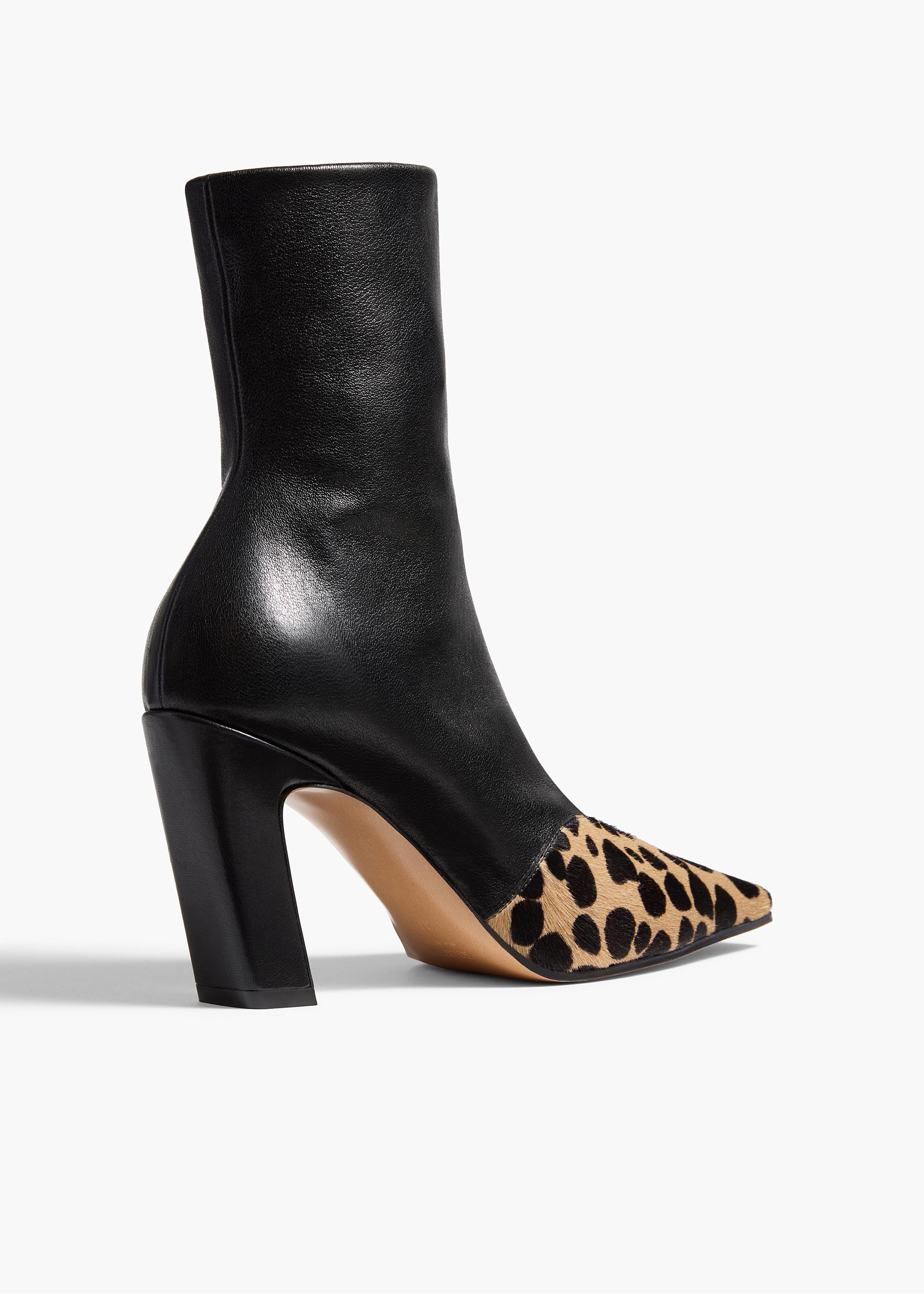 Khaite - Nevada Stretch High Boot in Black Leather with Hyena Print Haircalf - Image 3