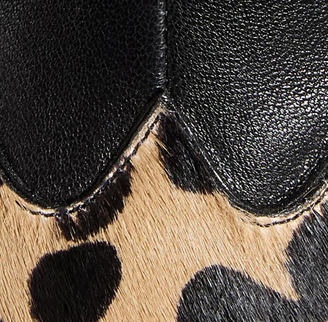 Khaite - Nevada Stretch Low Boot in Black Leather with Hyena Print Haircalf - Image 6