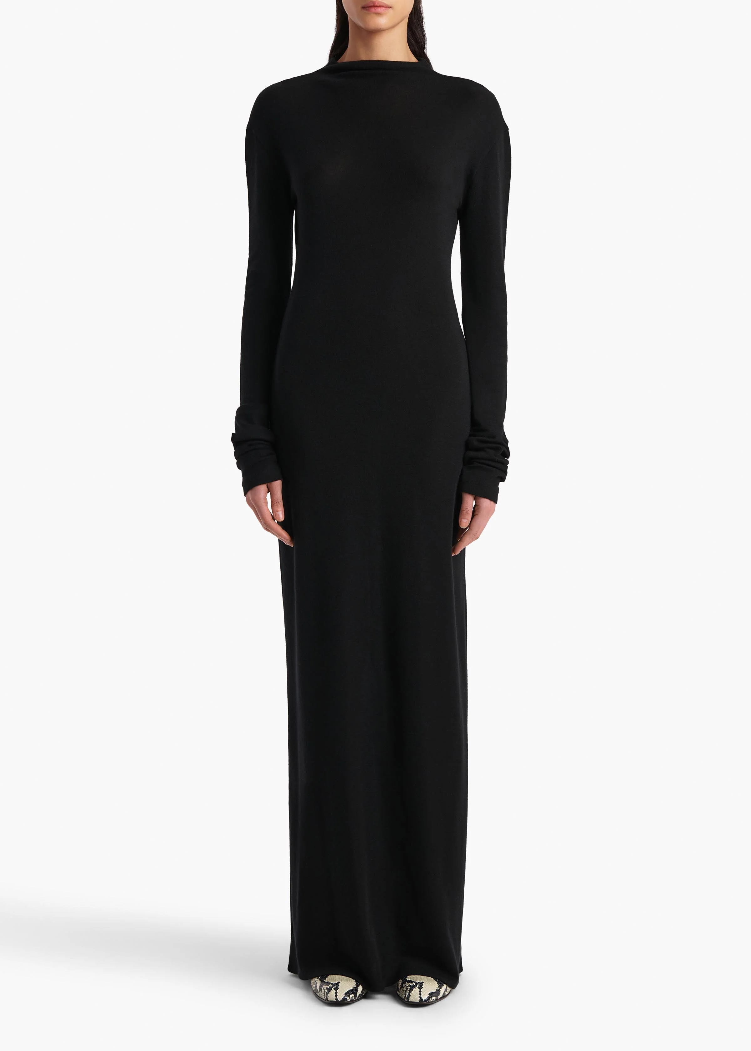 Khaite - Norla Dress in Black Silk Cashmere Jersey - Image 10