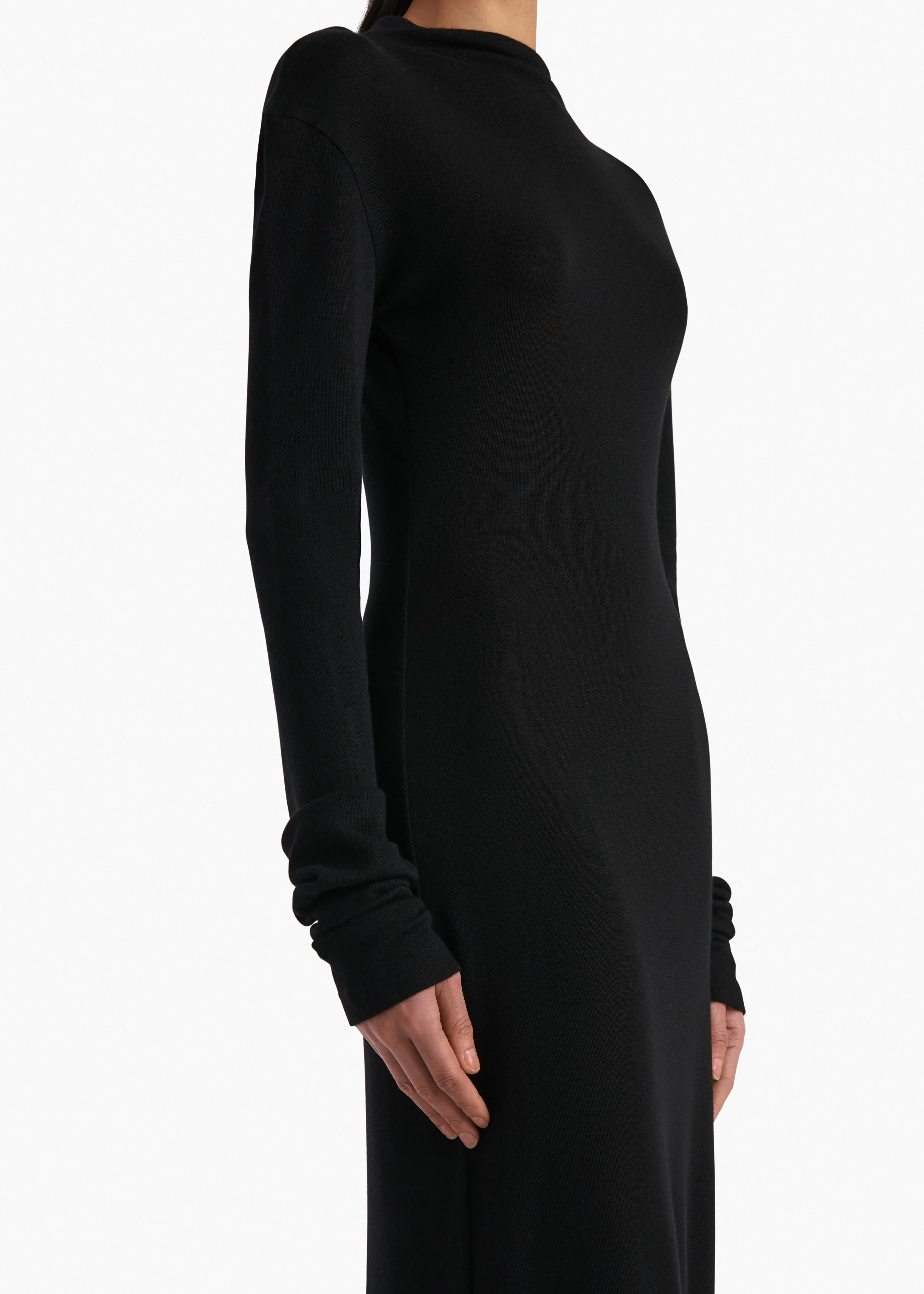 Khaite - Norla Dress in Black Silk Cashmere Jersey - Image 5