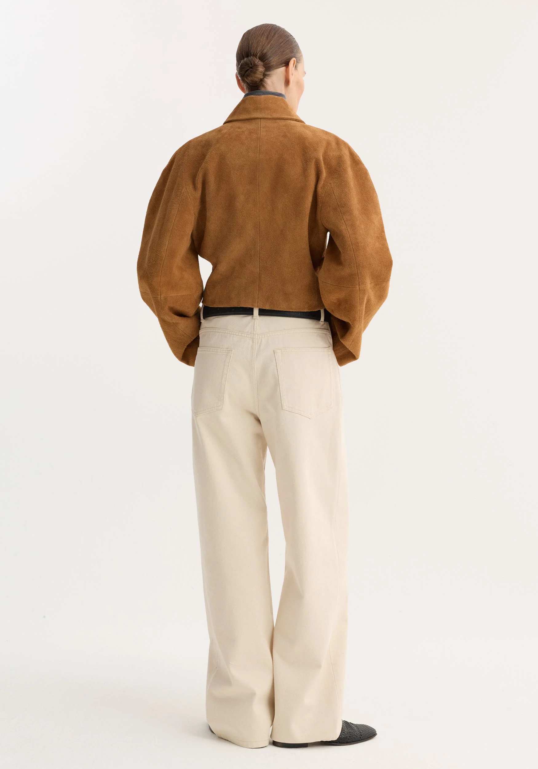 ROHE - Rounded textured suede jacket | cognac - Image 5