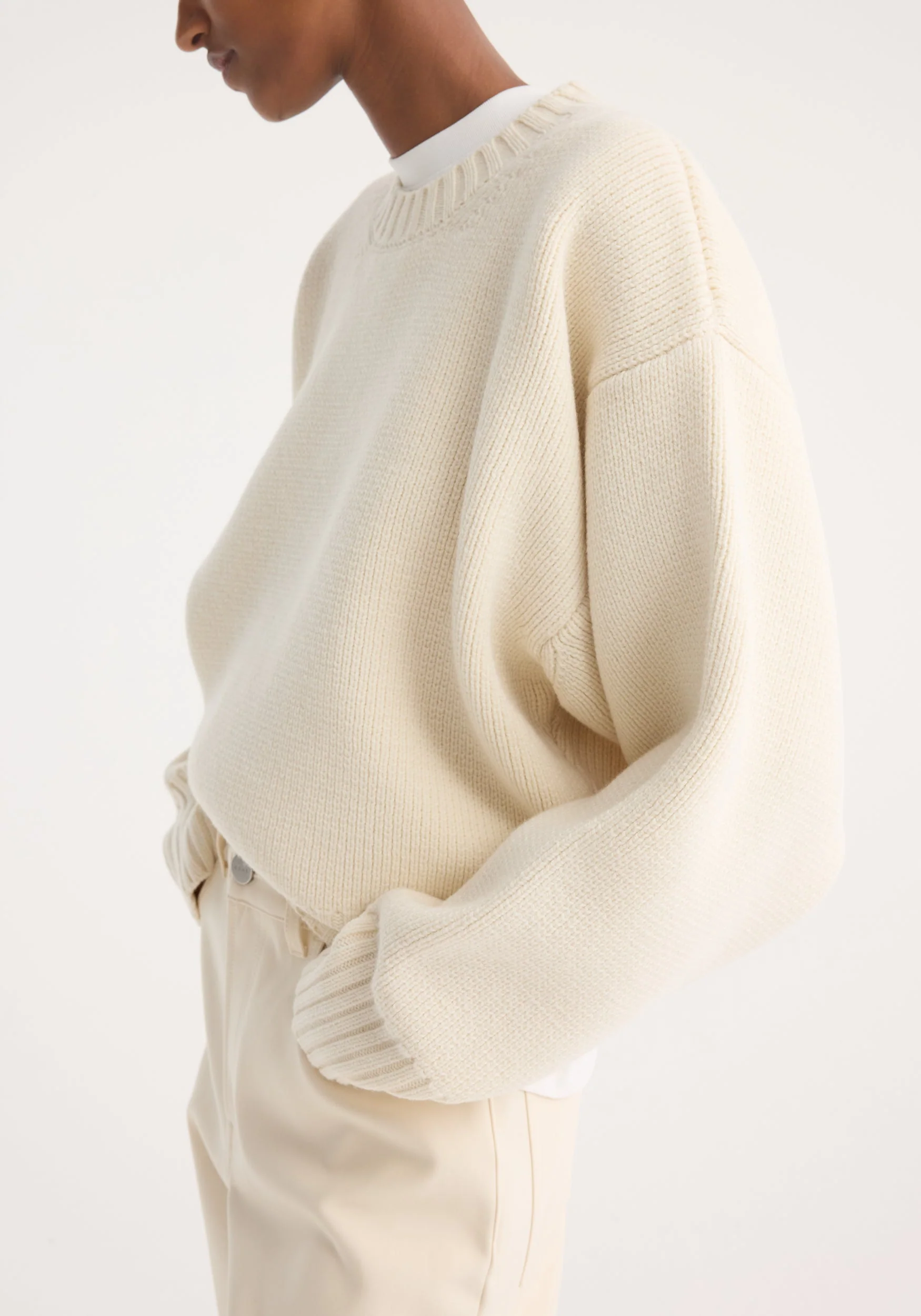 ROHE - Sculptural compact crewneck | off white - Image 3