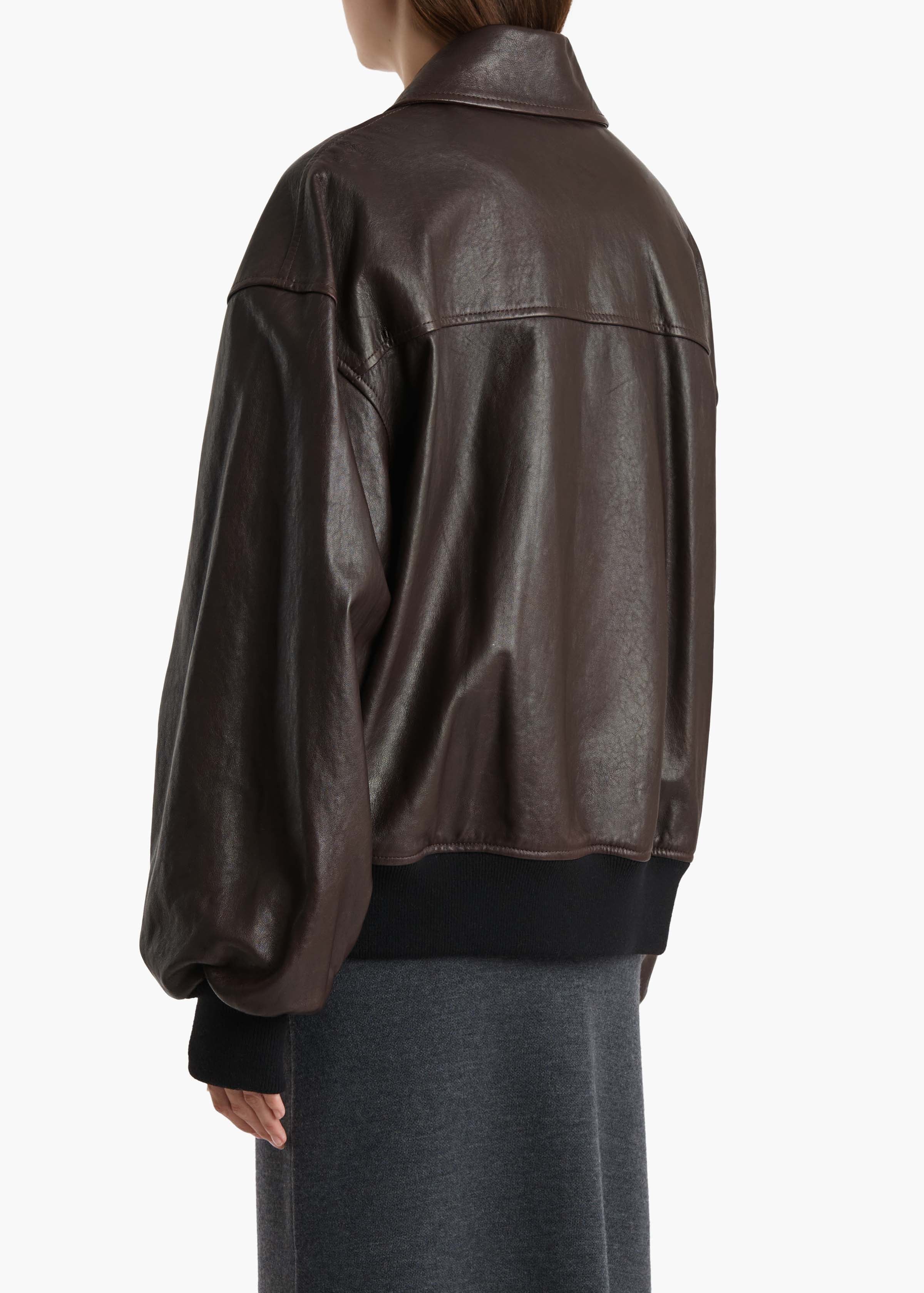 Khaite - Shelman Jacket in Dark Brown Leather - Image 4