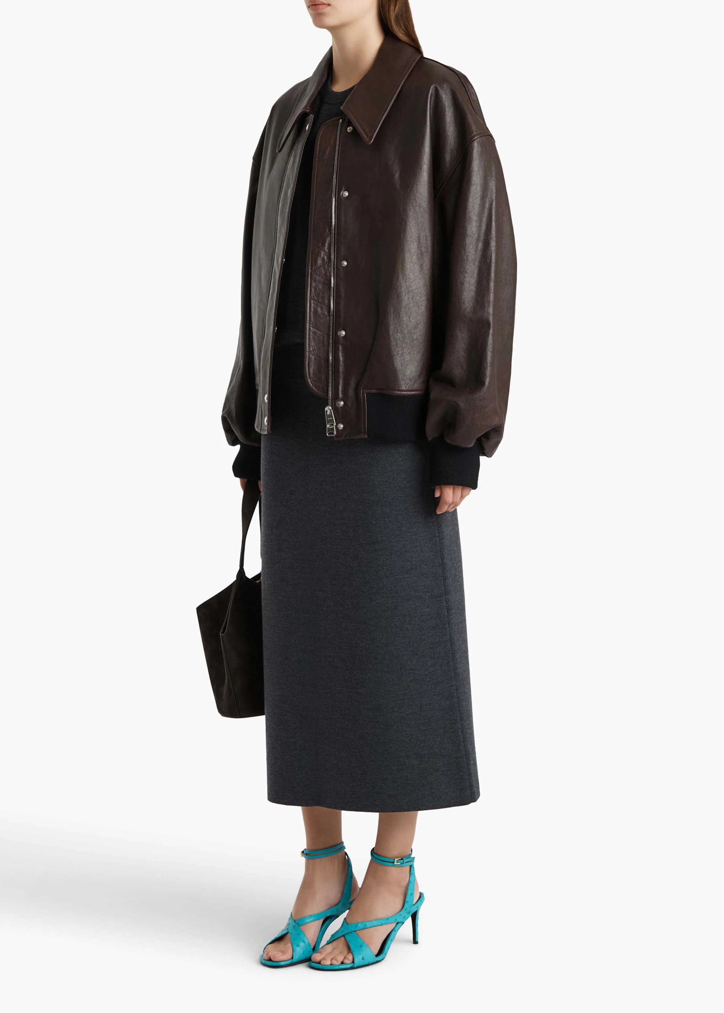 Khaite - Shelman Jacket in Dark Brown Leather - Image 9