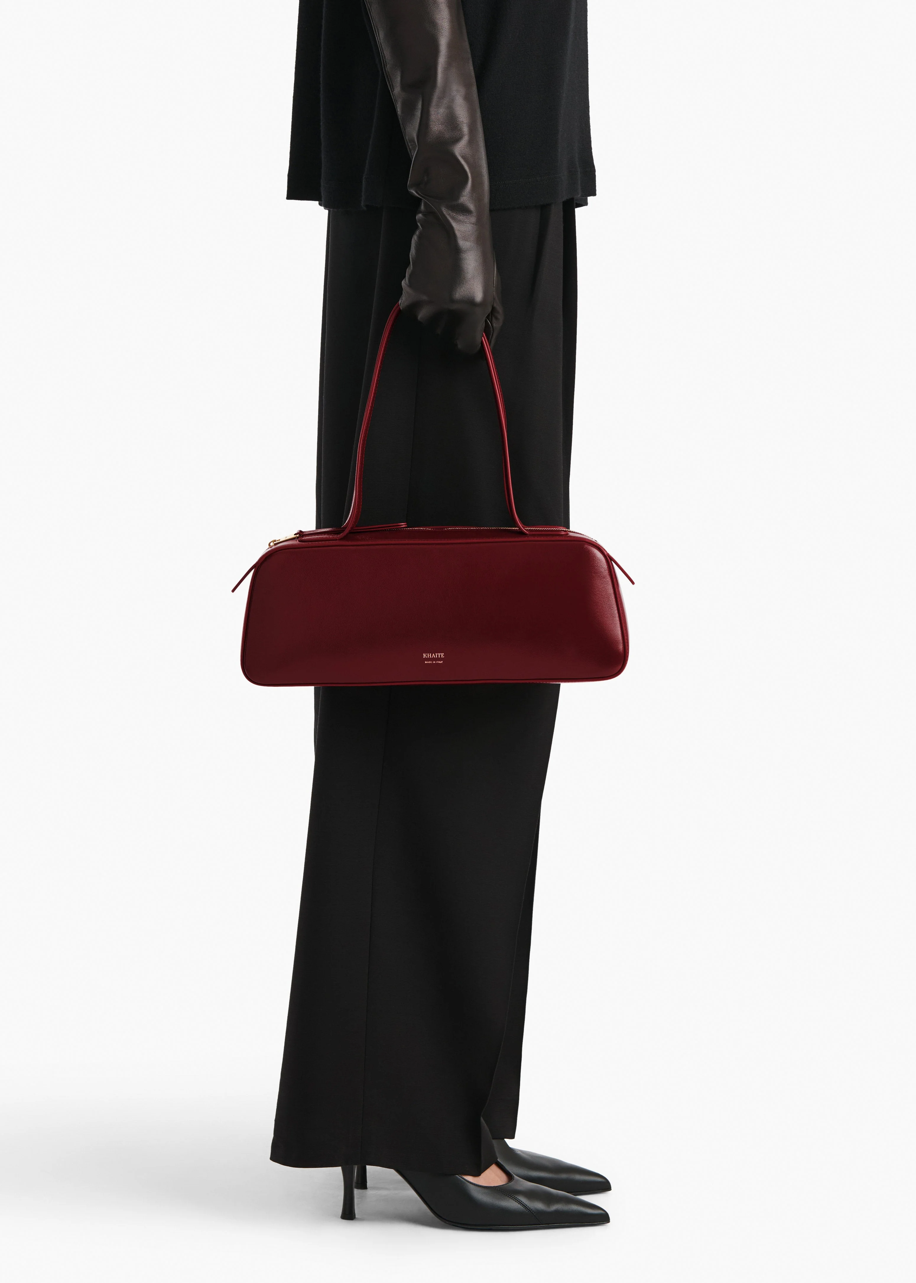 Khaite - Simona Shoulder Bag in Oxblood Crackle Patent Leather - Image 11