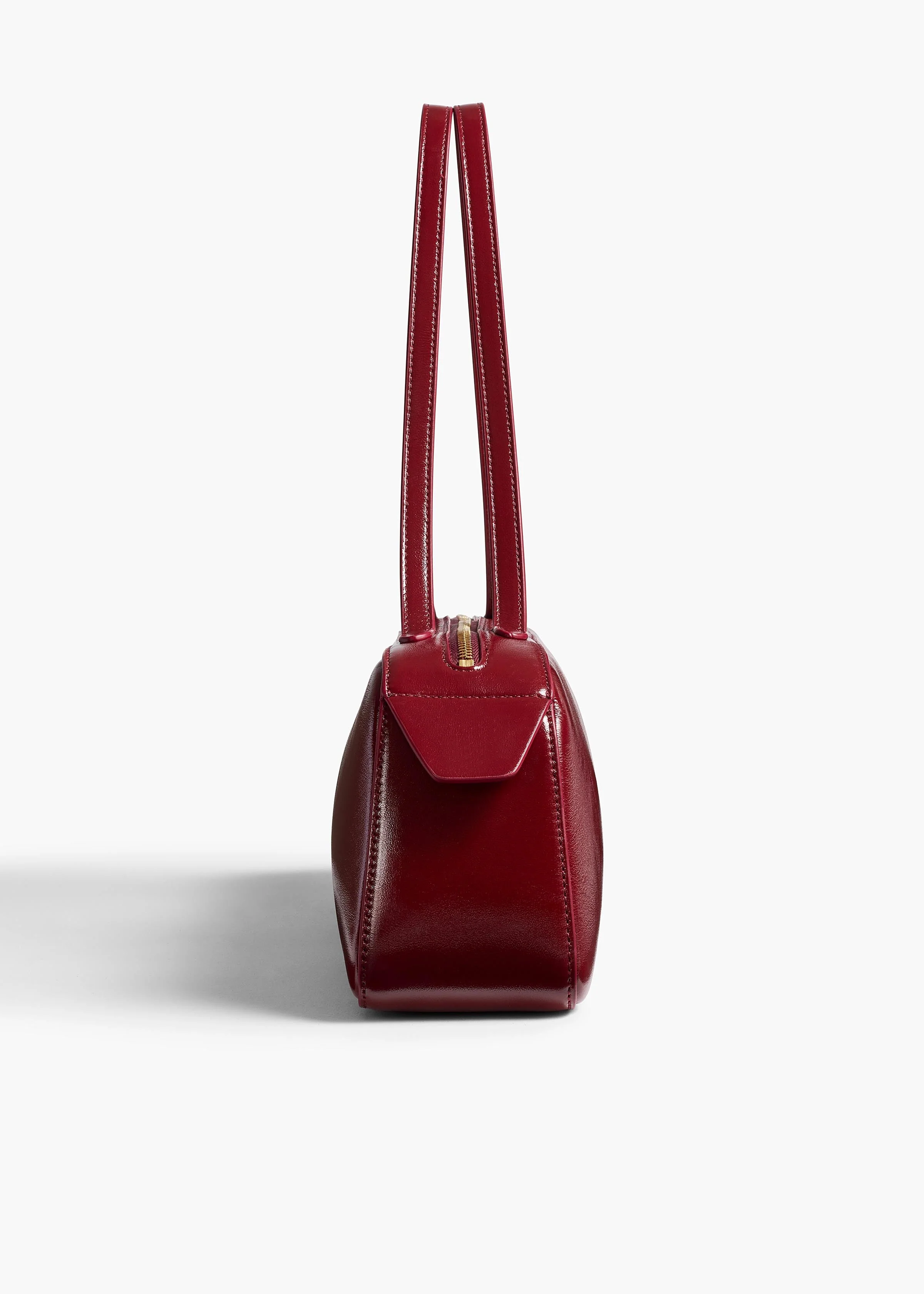 Khaite - Simona Shoulder Bag in Oxblood Crackle Patent Leather - Image 3